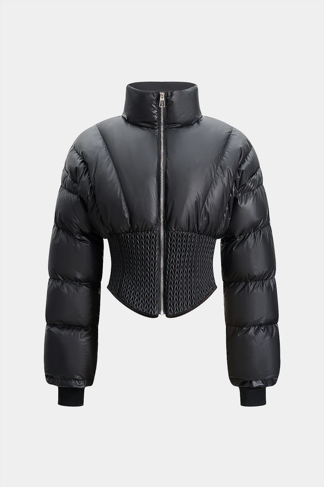 Stand Collar Waist-Cinching Puffer - Weenar