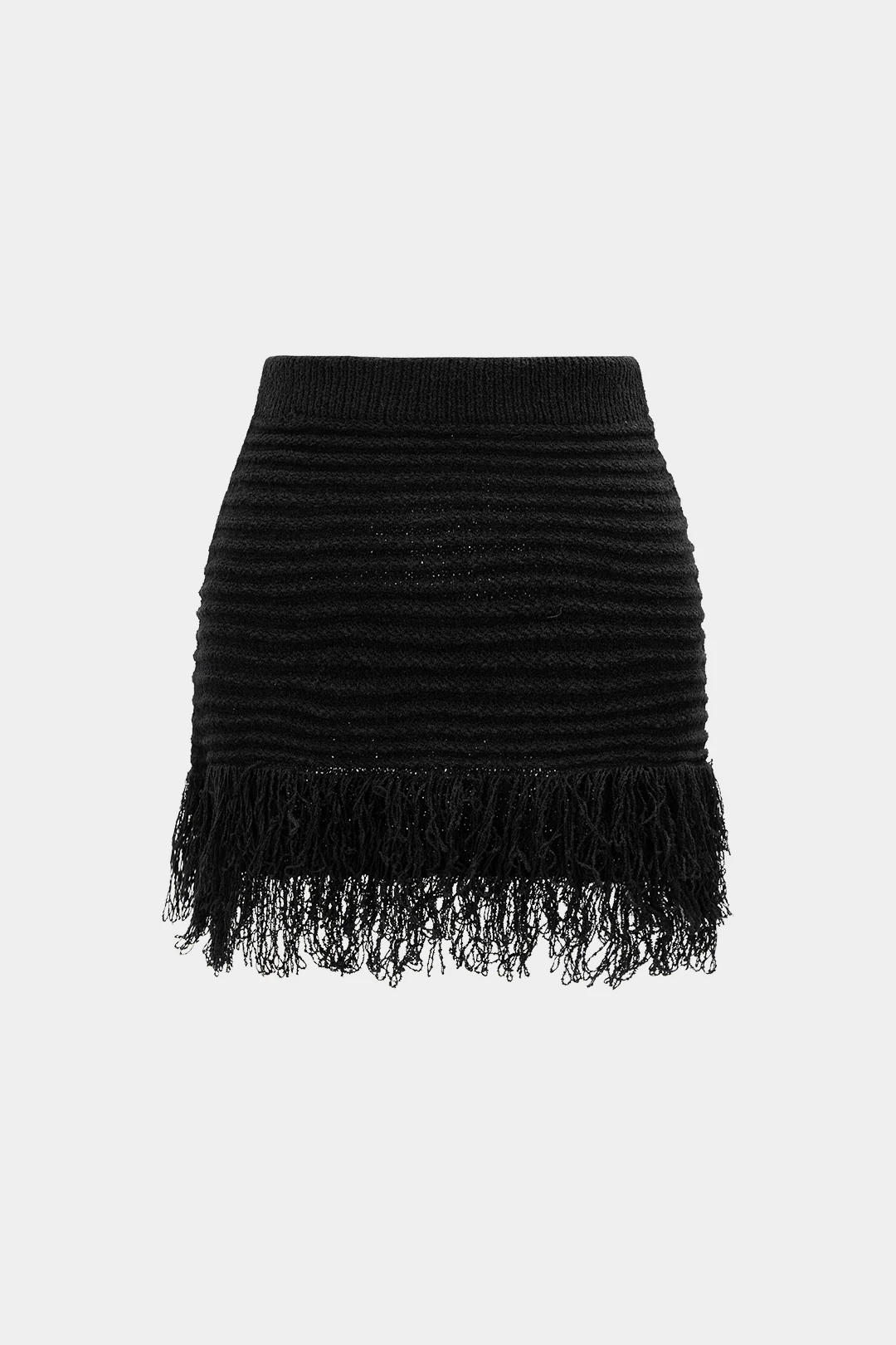 Knit Fringe Mini Skirt - Weenar