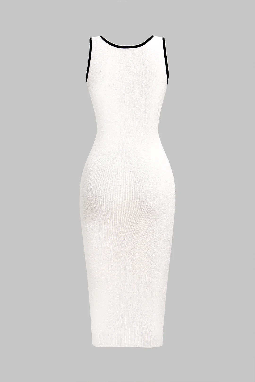 Knit Contrast Round Neck Sleeveless Dress - Weenar