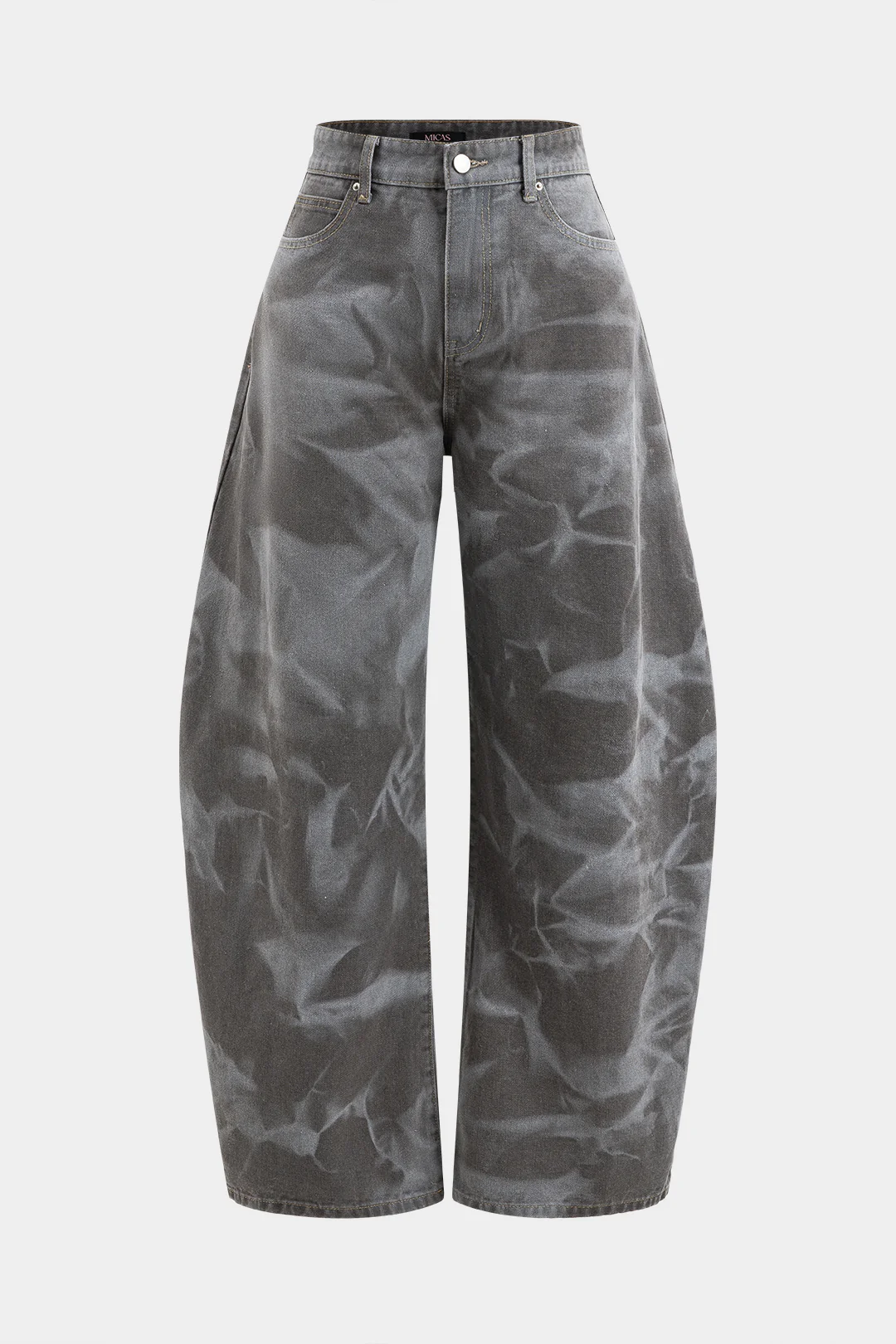 Abstract Print Denim Barrel Jeans - Weenar