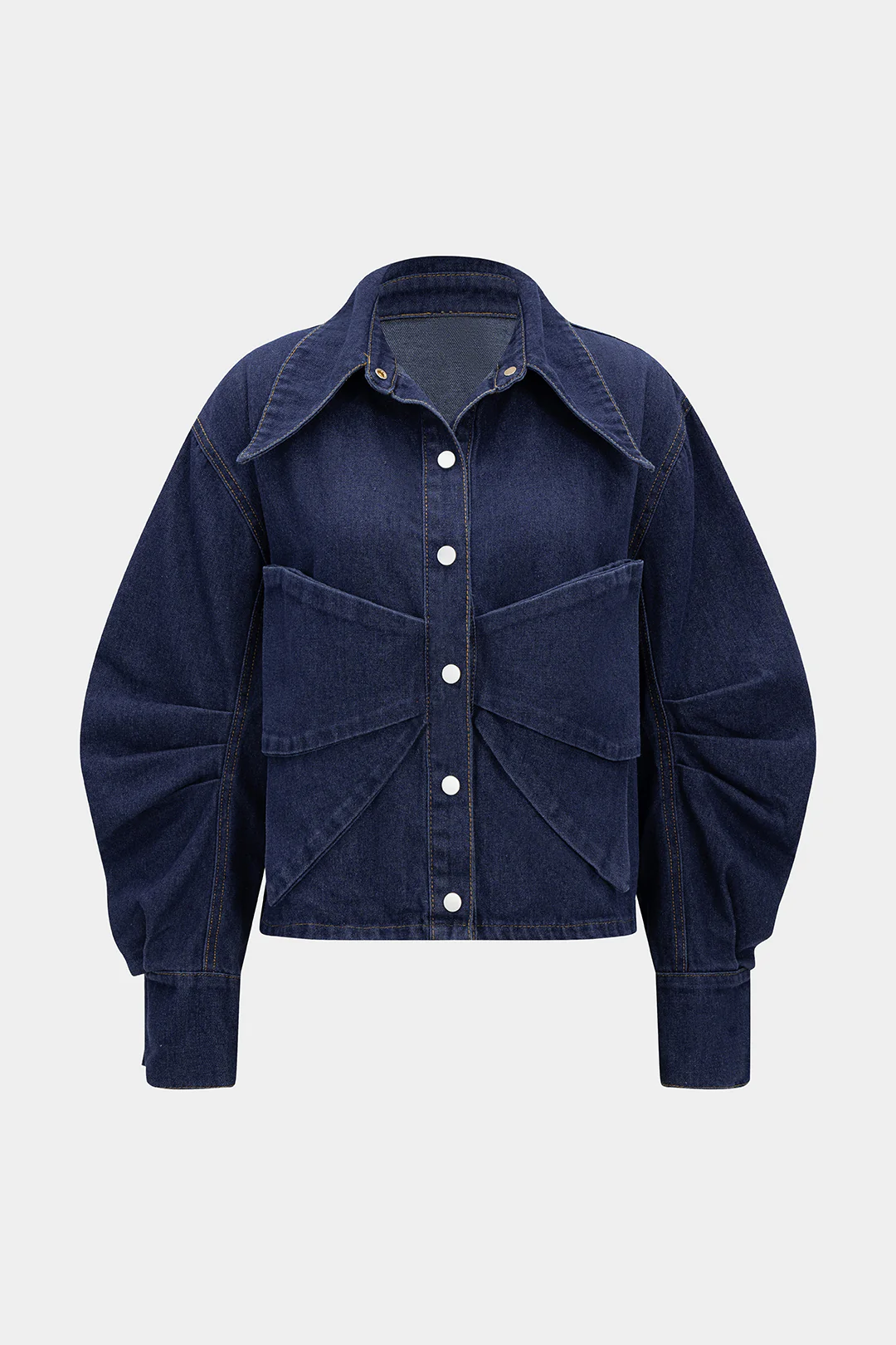 Denim Bow Ruched Outerwear - Weenar