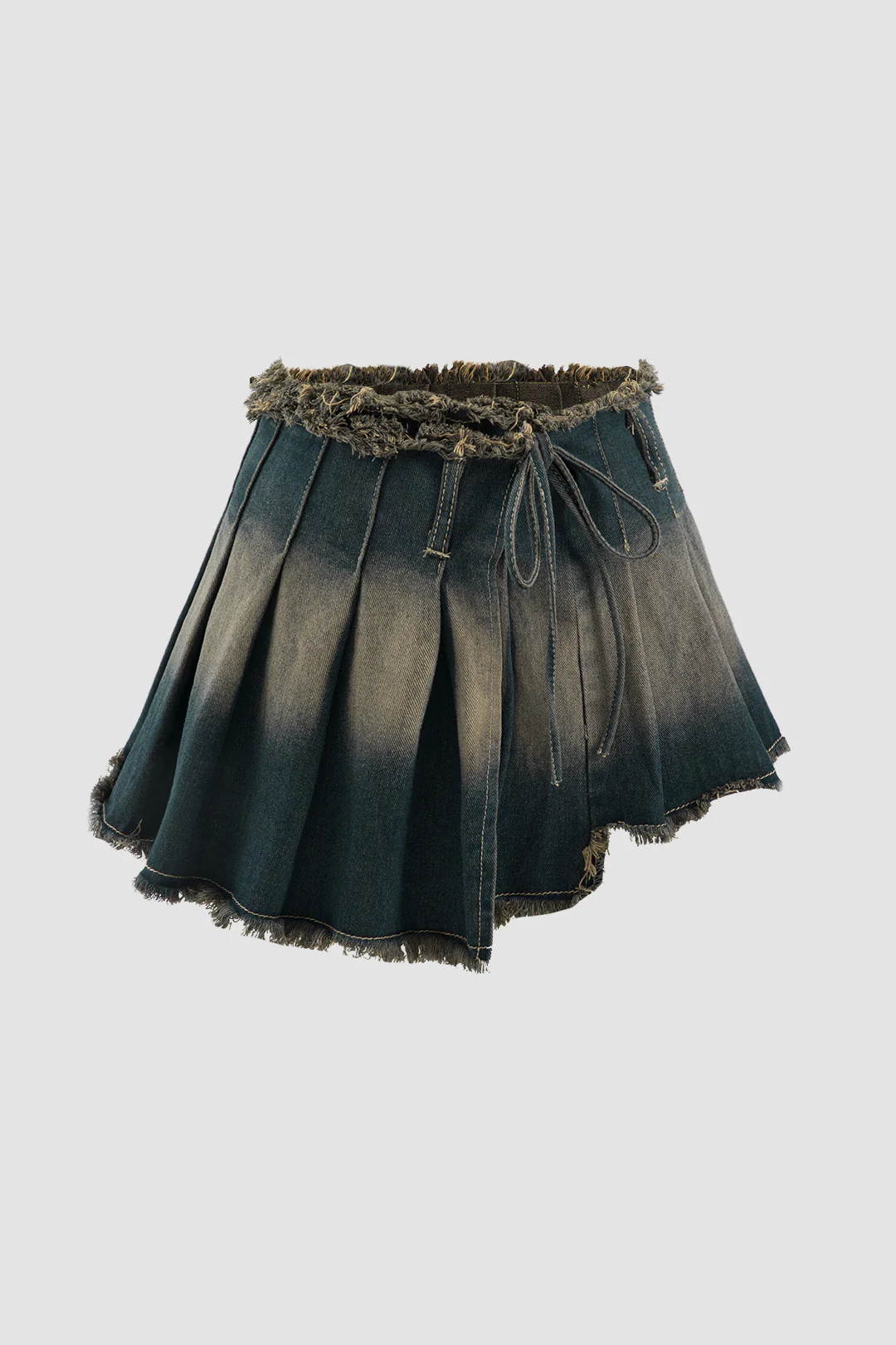 Denim Ruched Asymmetrical Skirt - Weenar