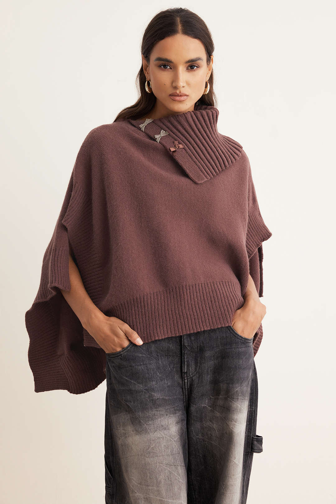 Knit Asymmetrical Irregular Long-Sleeve Top - Weenar