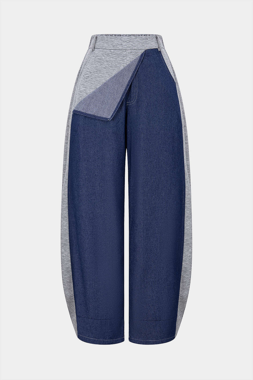 Patchwork Denim Asymmetrical Pants - Weenar