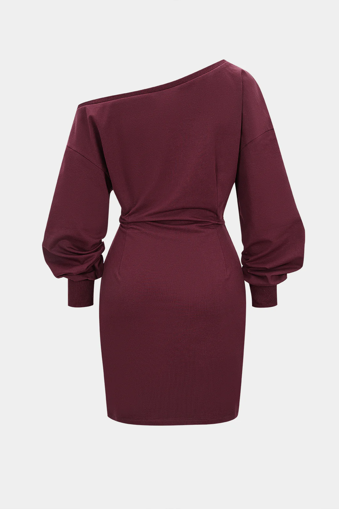 Letter Print One Shoulder Ruched Long Sleeve Mini Dress - Weenar