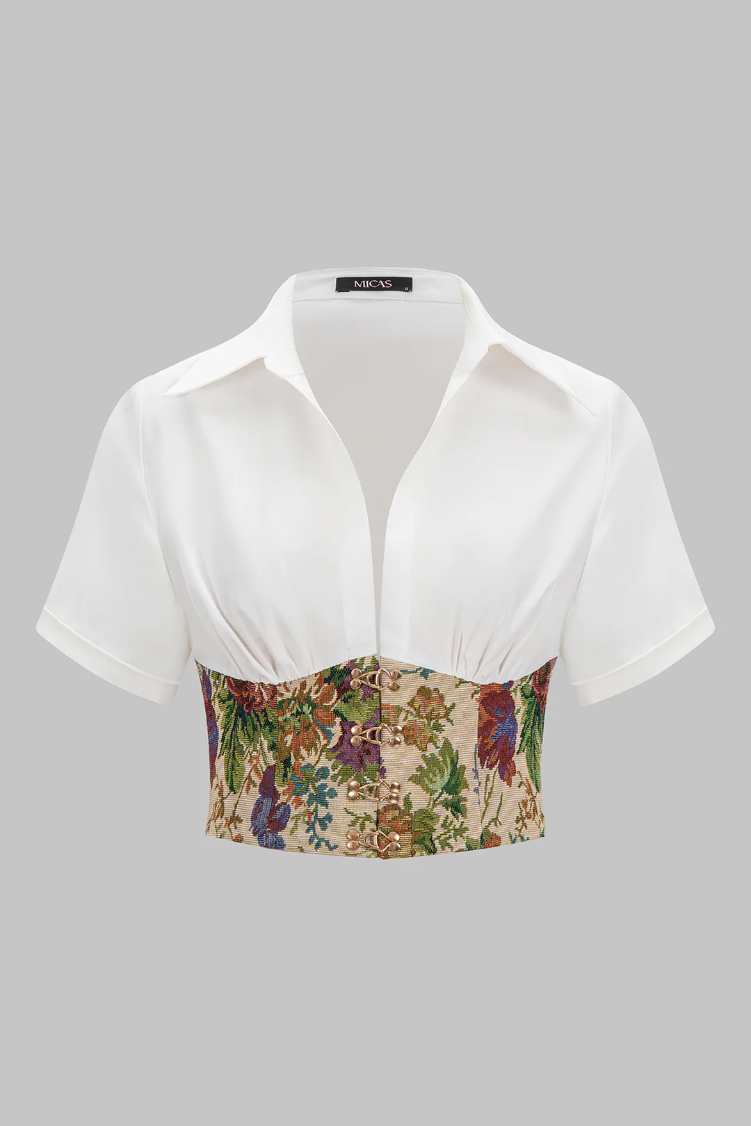 Plus Size Jacquard Patchwork V-neck Top - Weenar