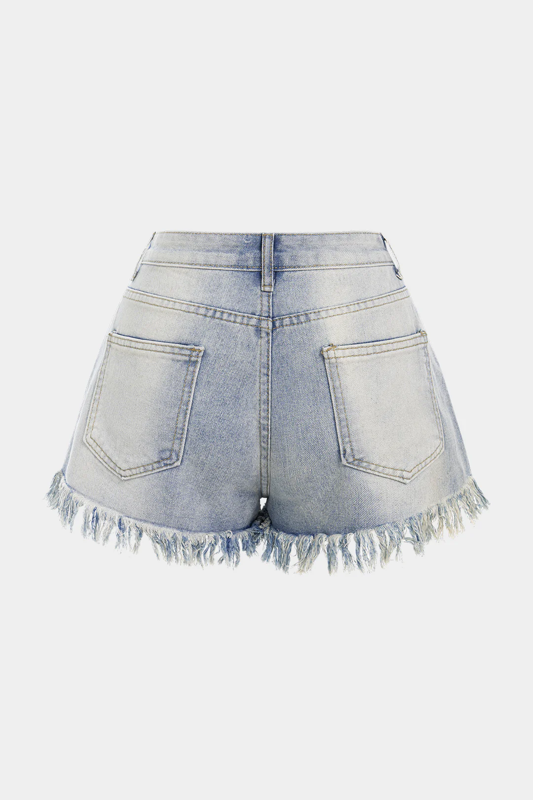Denim Ripped Fringe High Waist Wide Leg Shorts - Weenar