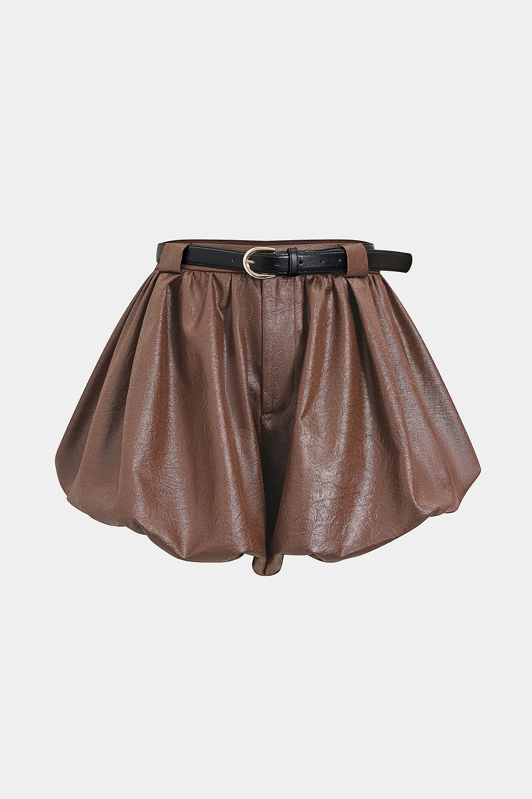 Ruched Belted Puff Shorts - Weenar
