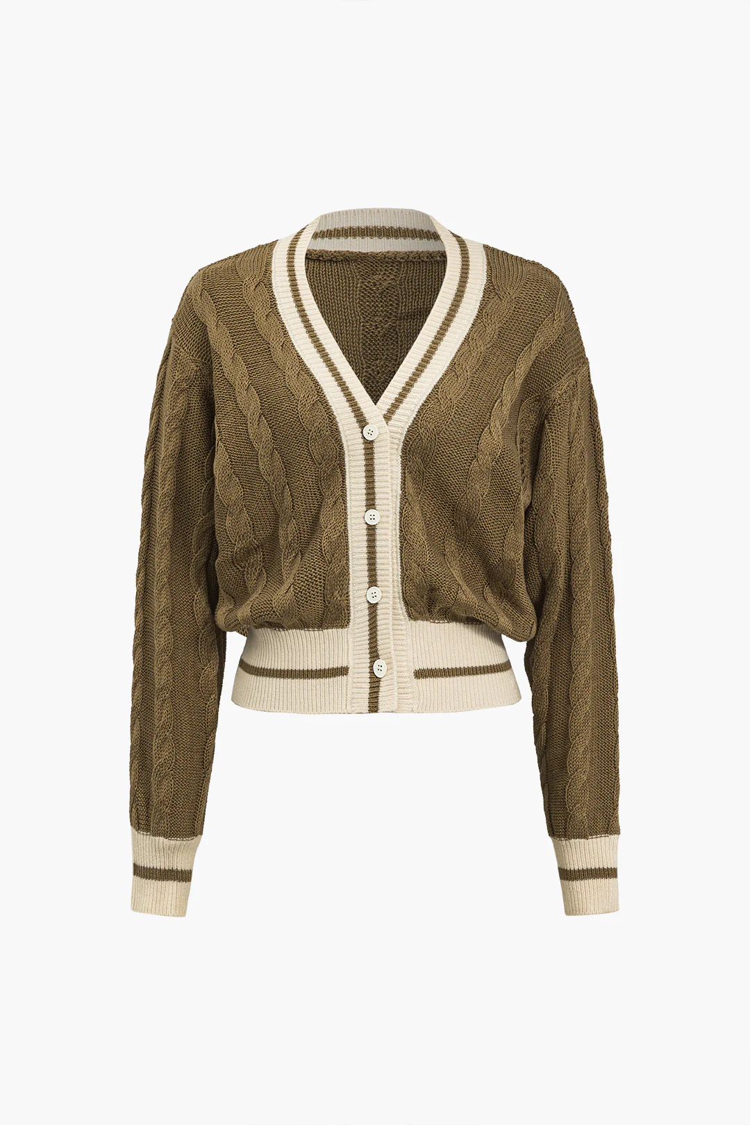 Color Block Print Button Sweater Cardigan - Weenar