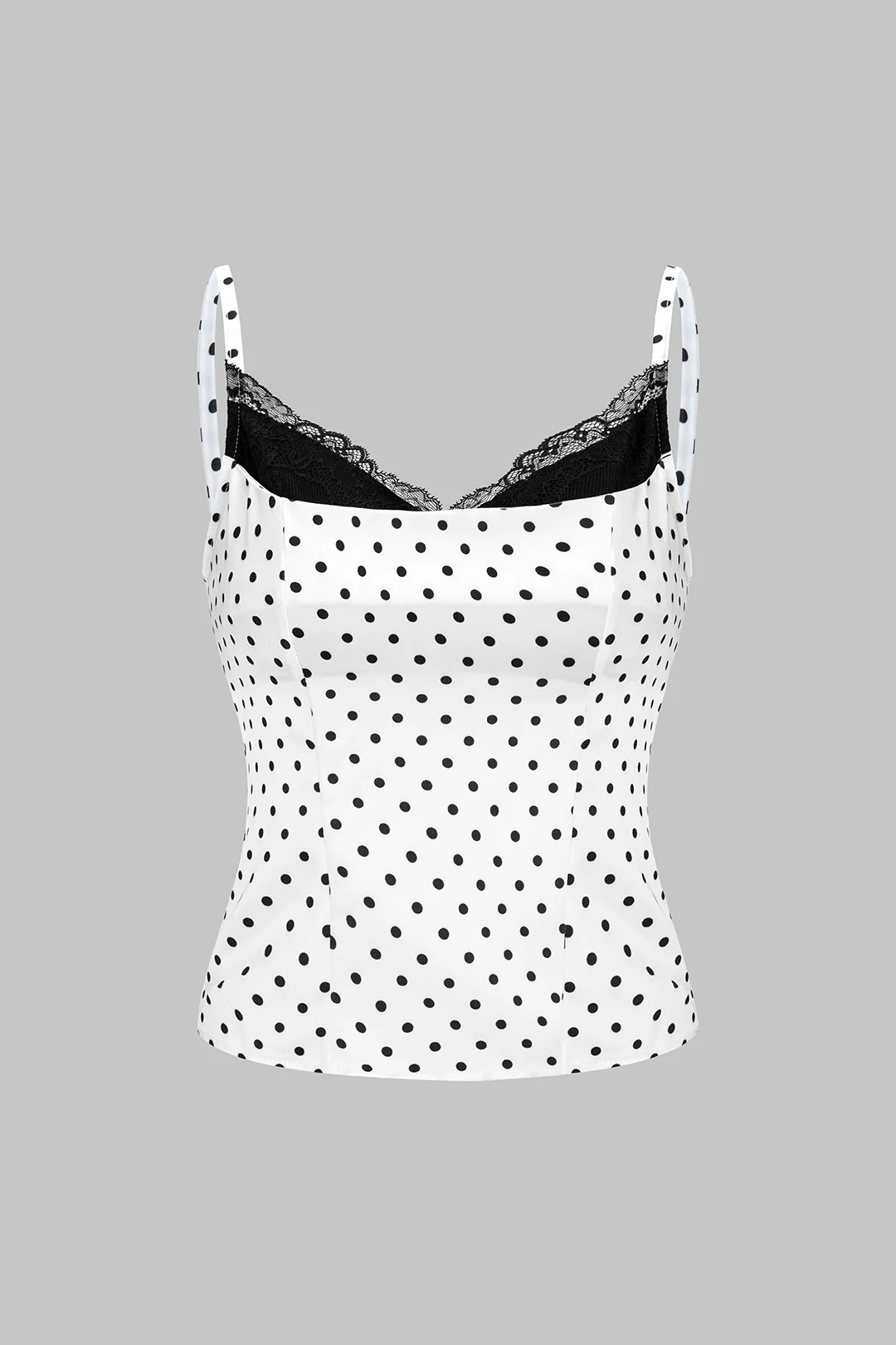 Polka Dots Print Lace Patchwork Cami Top - Weenar