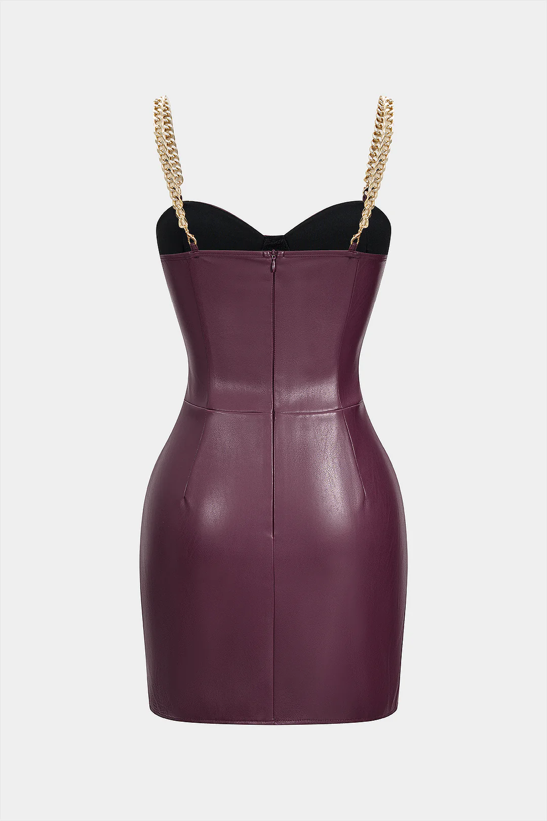 Faux Leather Metallic Slip Sleeveless Mini Dress - Weenar