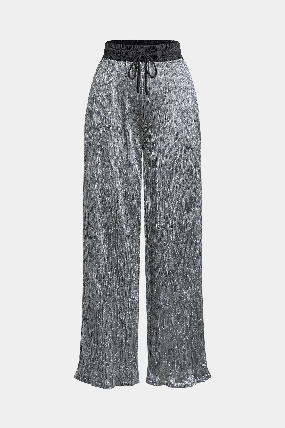 Drawstring Pleated Straight Leg Pants - Weenar
