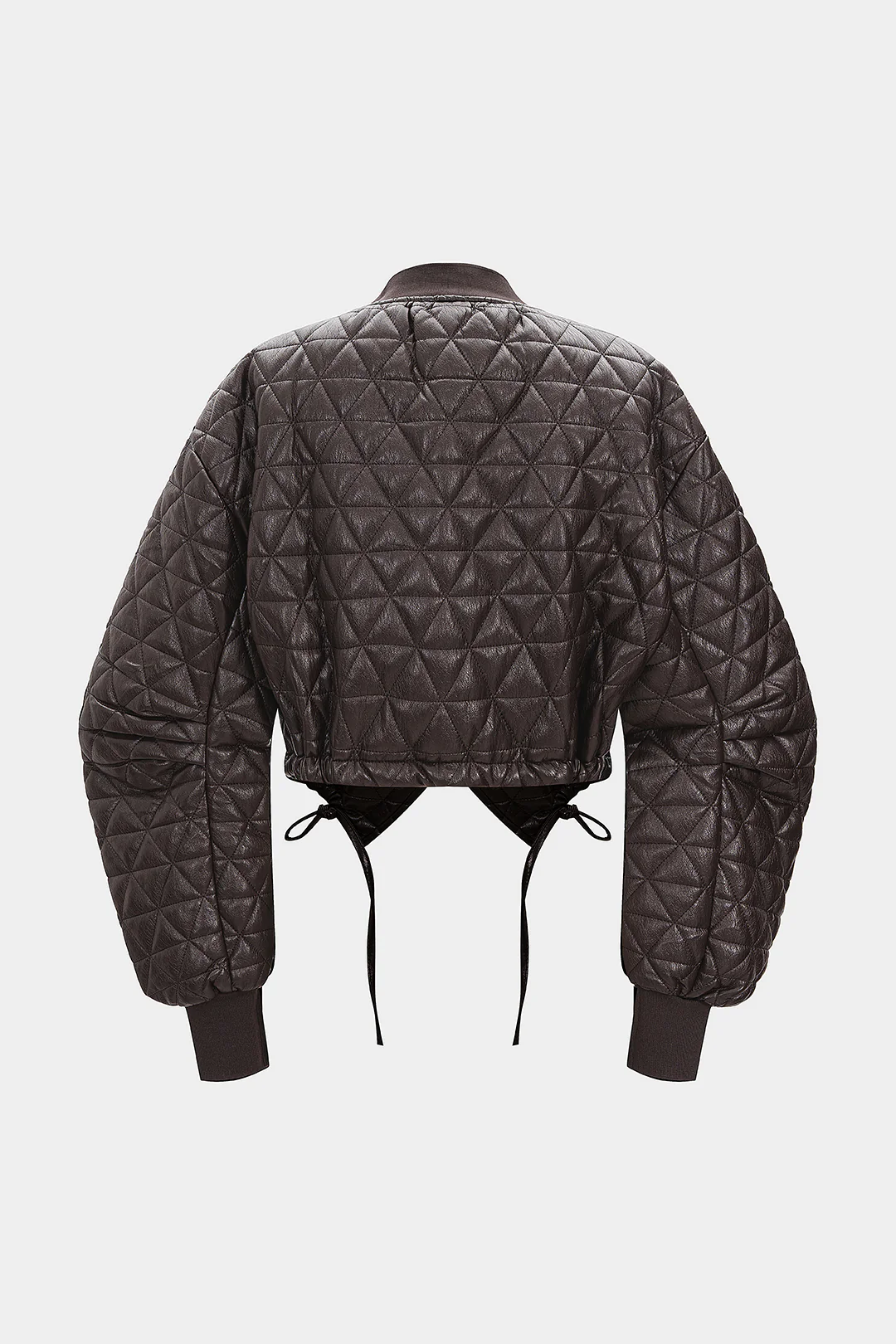 Faux Leather Strappy Tie-Up Jacket - Weenar