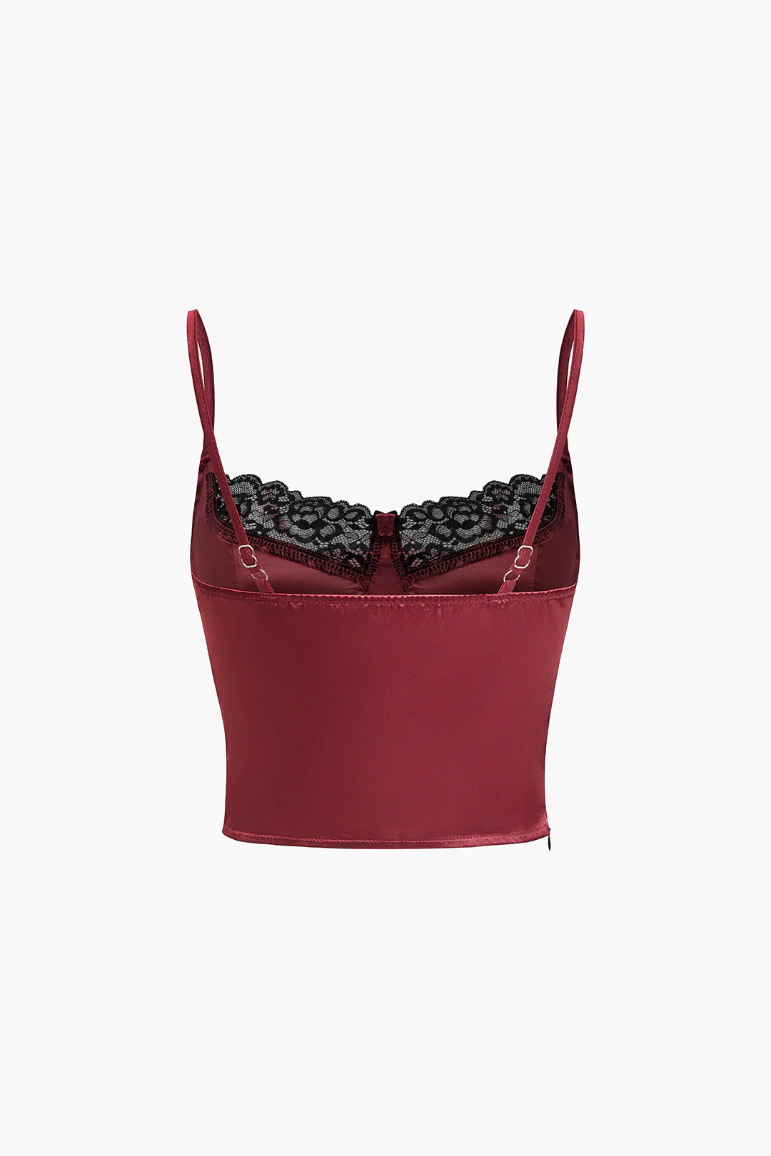 Satin Patchwork  Lace Trim Bustier Slip Cami Top - Weenar