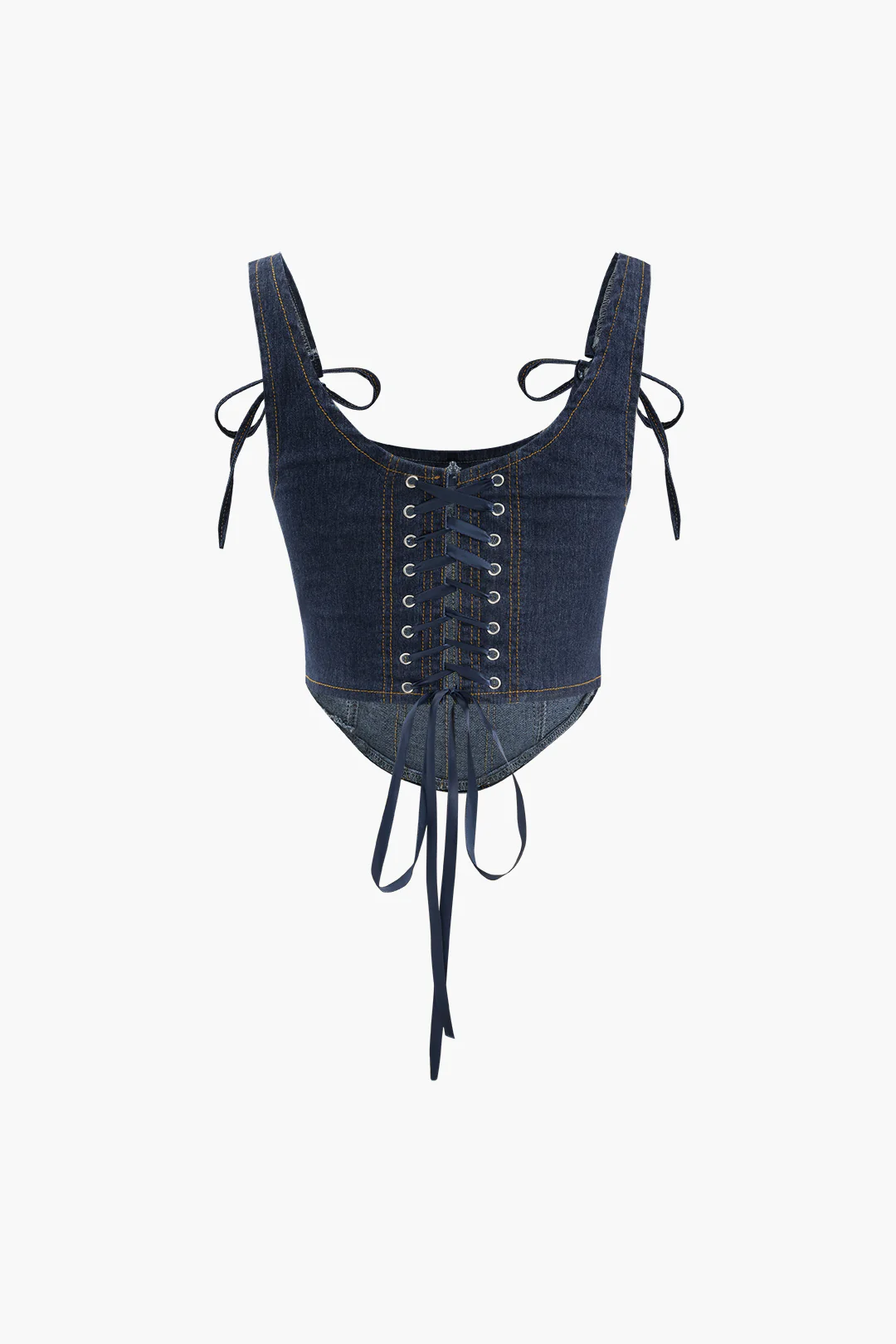 Denim Tie Up Corset Tank Top - Weenar