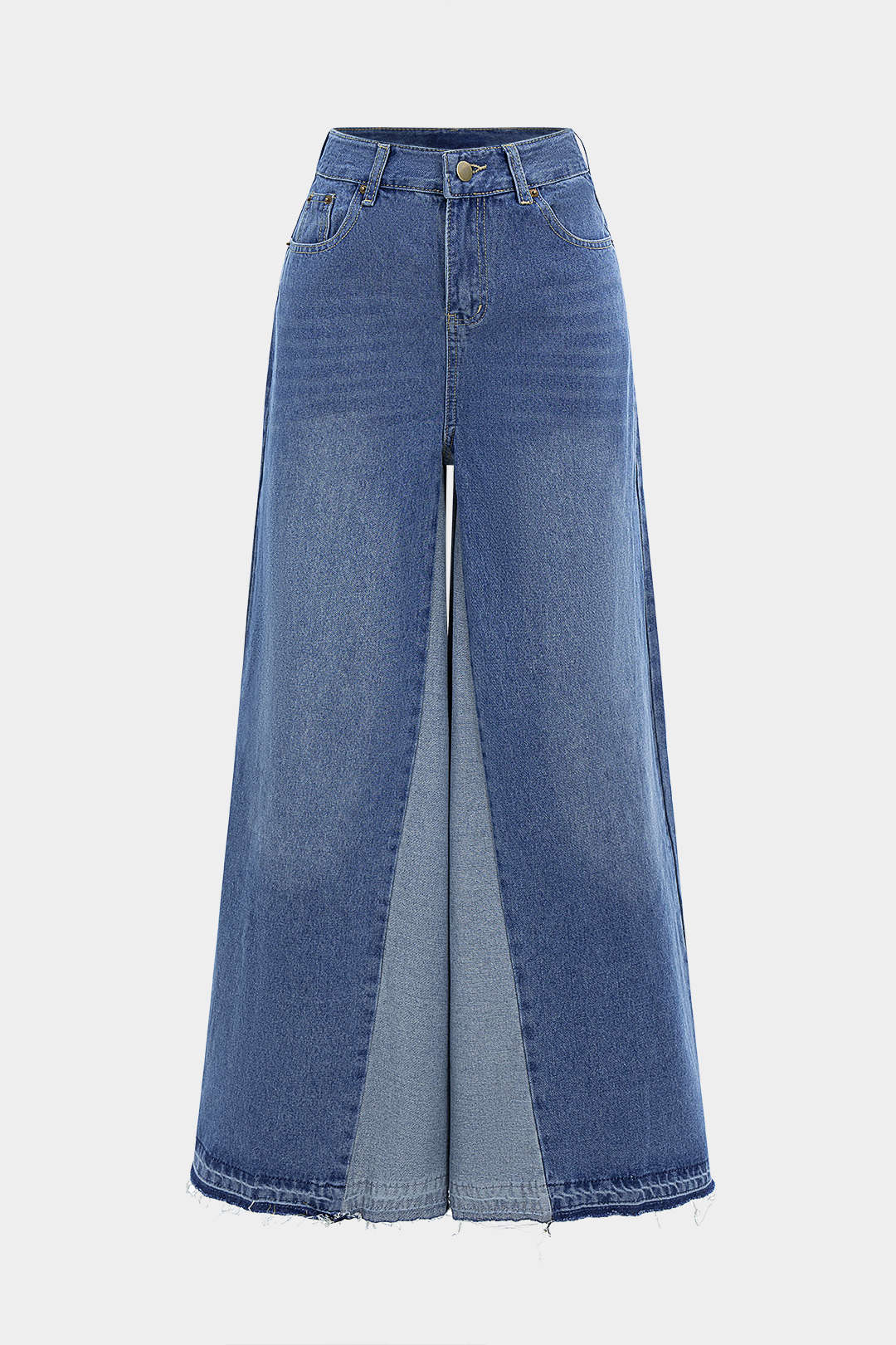 Denim Contrast Wide Leg Jeans - Weenar