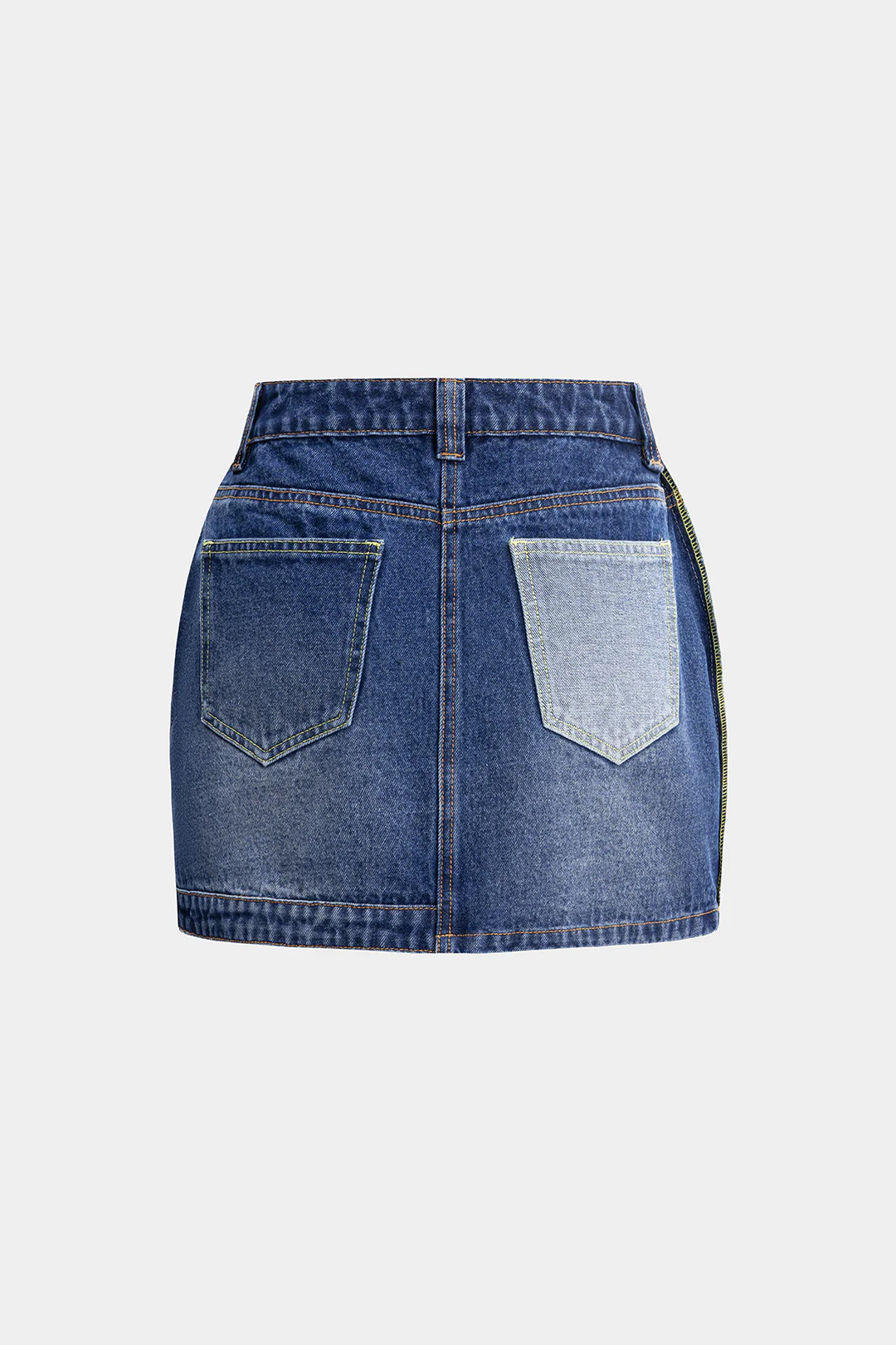 Contrast Denim Patchwork Skirt - Weenar