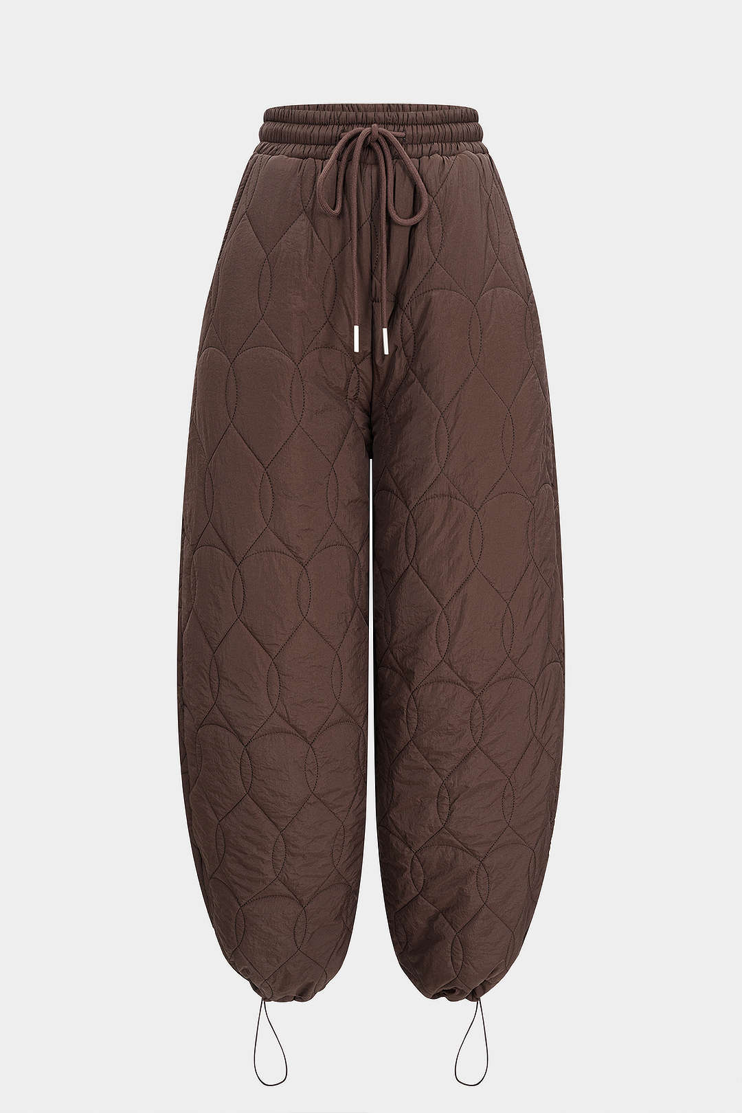 Quilted Drawstring Straight Wide-Leg Pants - Weenar