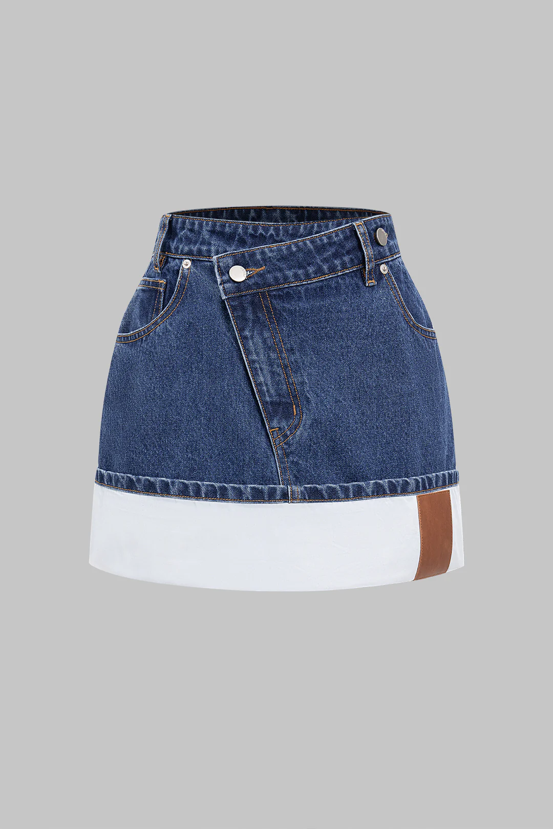 Denim Asymmetrical Patchwork Zipper Skirt - Weenar