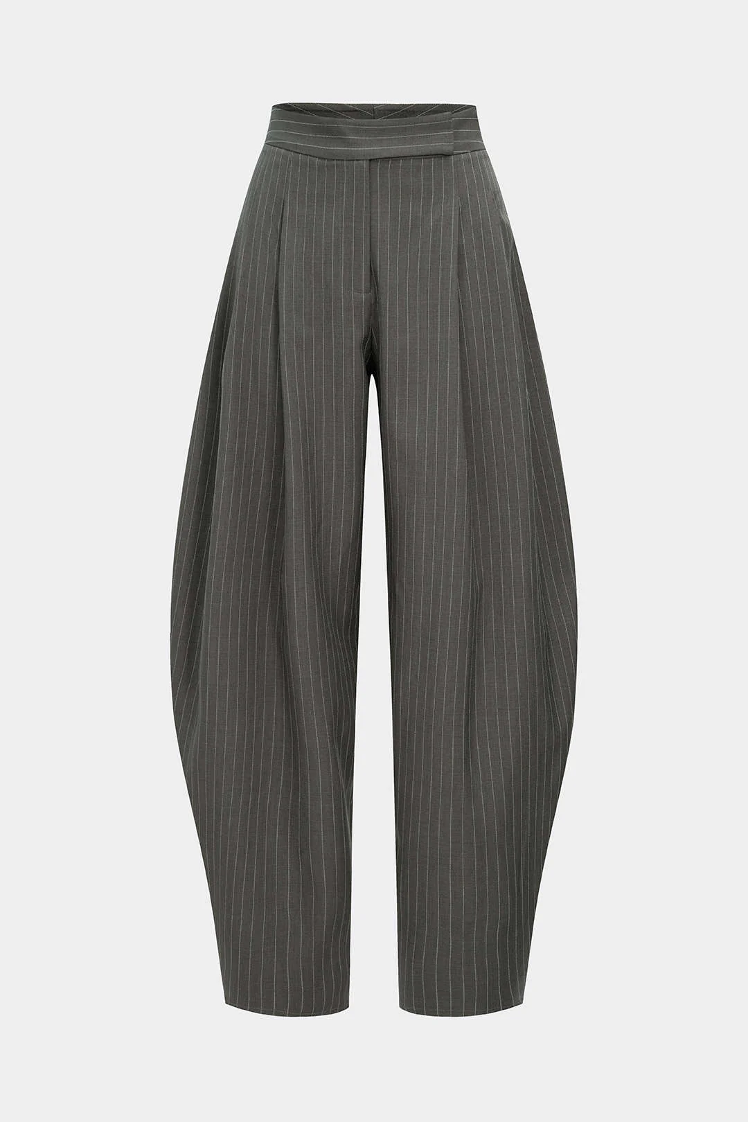 Stripes Print Ruched Barrel Trousers - Weenar