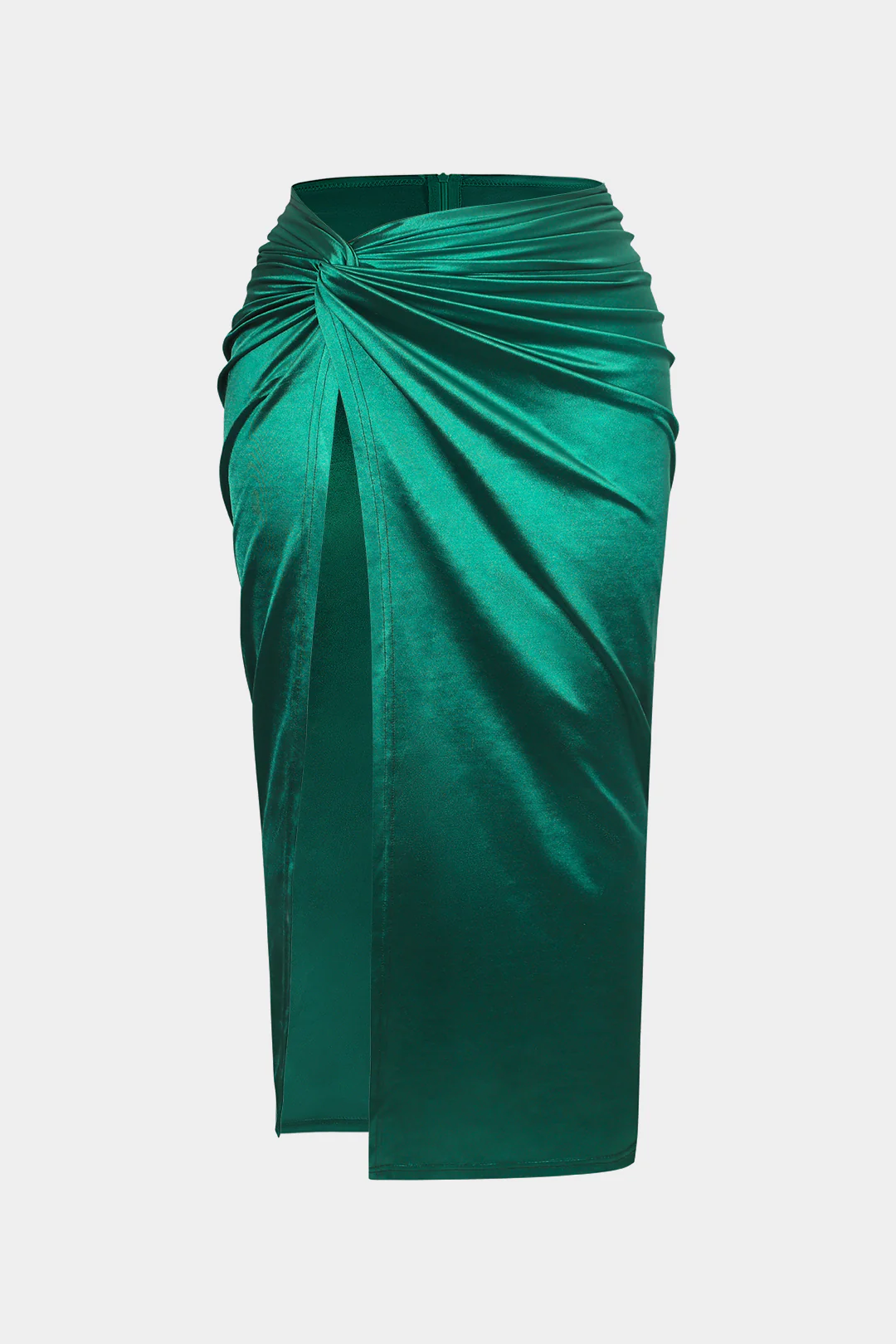 Plus Size Satin Twist Knot High Waist Skirt - Weenar