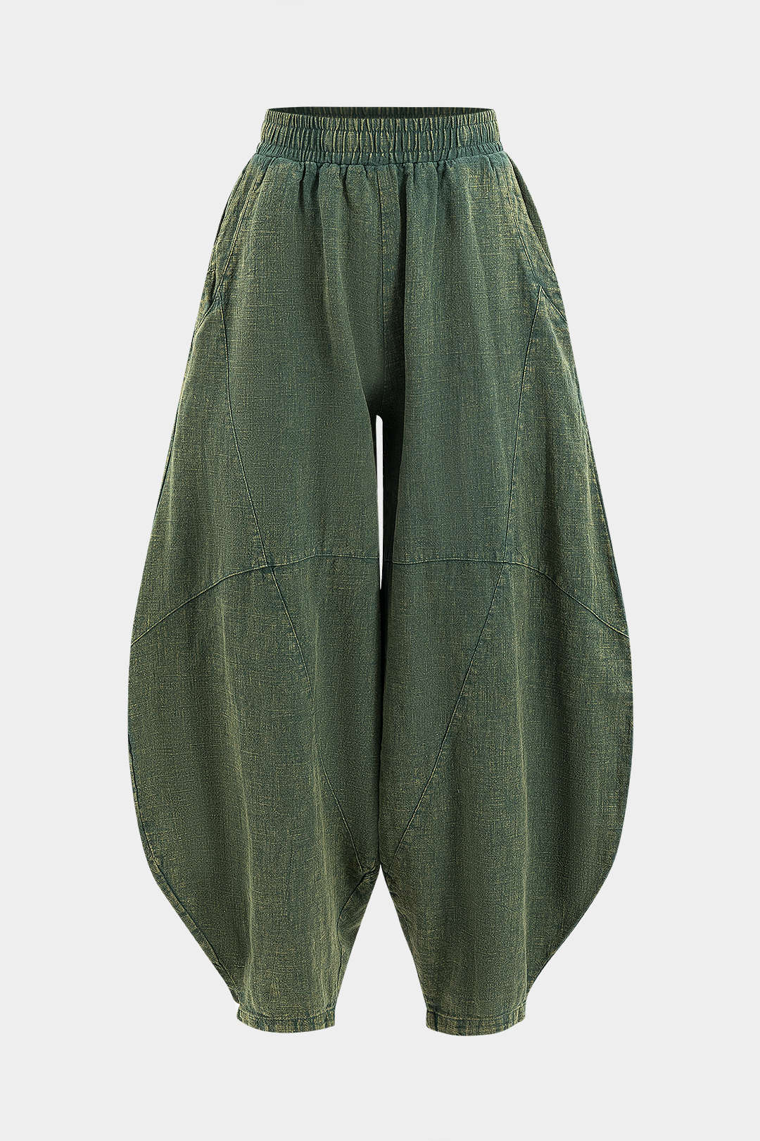 Ruched Pocket Wide Leg Barrel Trousers - Weenar