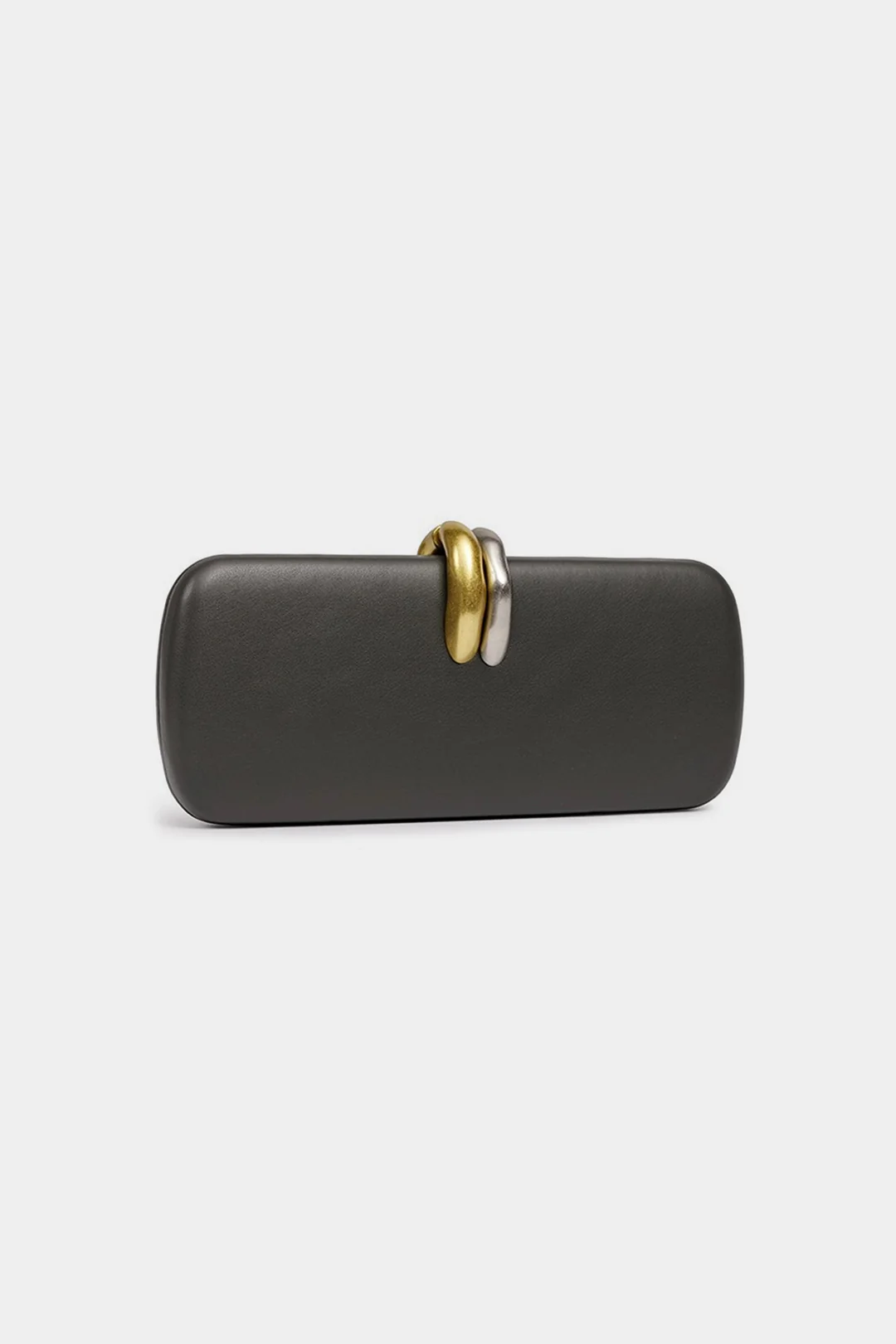 Faux Leather Metallic Chain Crossbody Clutch Bag - Weenar