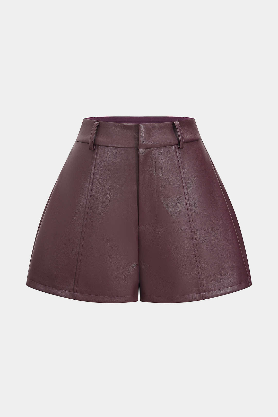 Faux Leather High Waist Wide Leg Shorts - Weenar