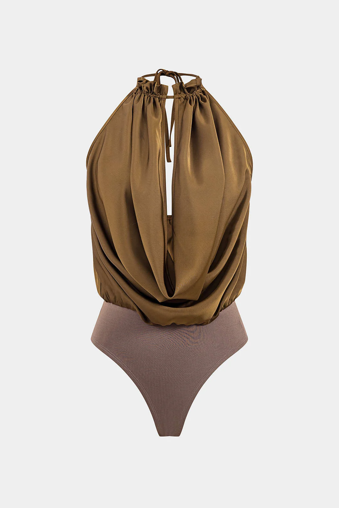 Satin Backless Tie-Up Sleeveless Bodysuit - Weenar