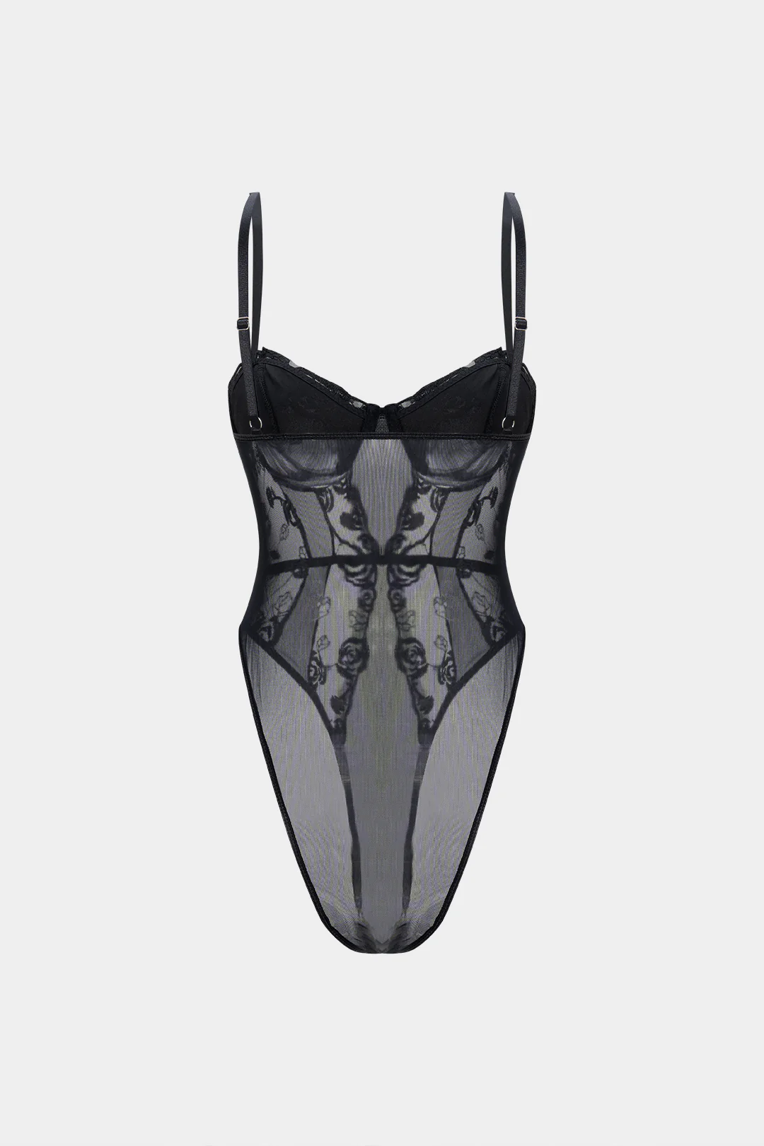 Lace Embroidery Bustier Sleeveless Bodysuit - Weenar