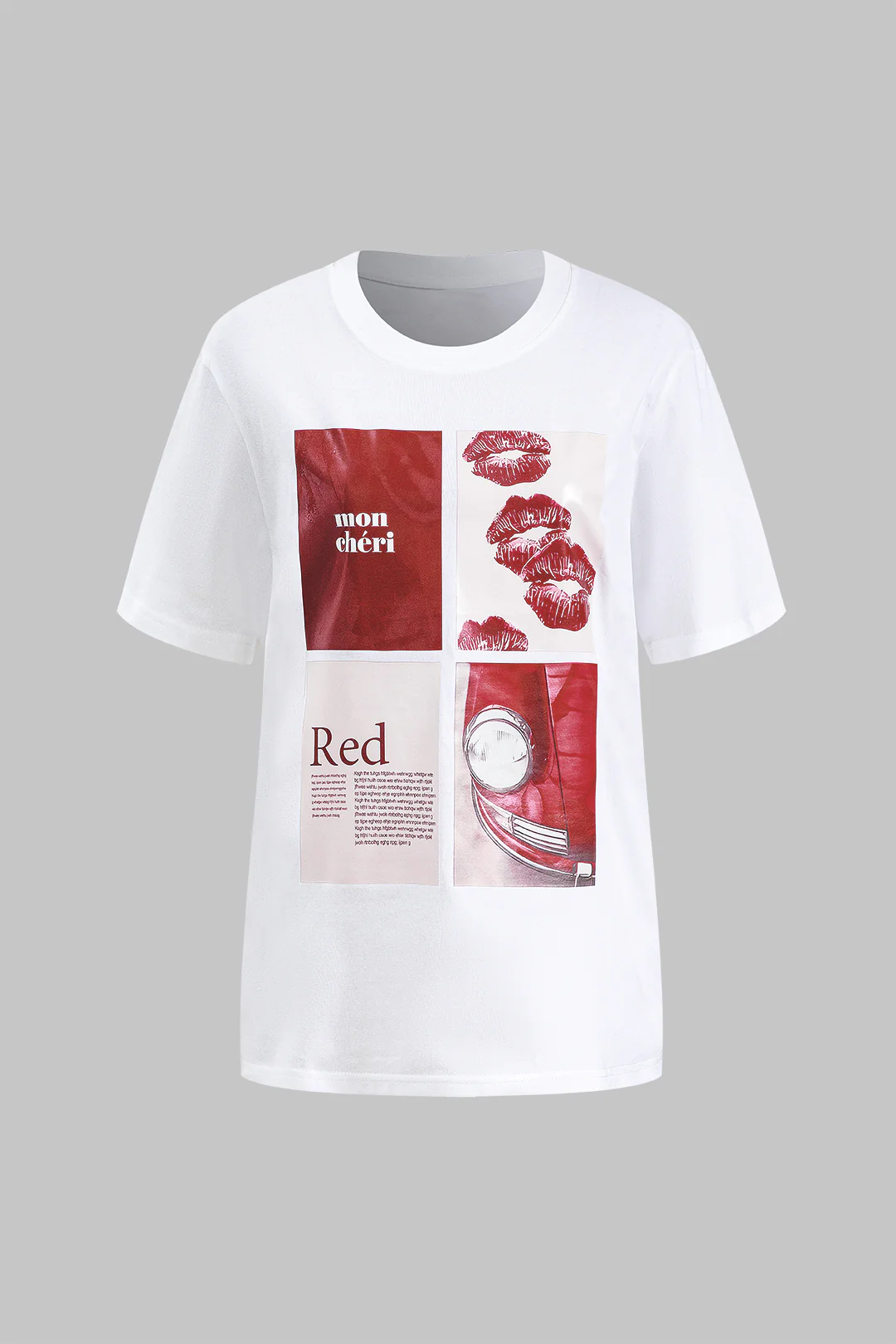 Letter Print Round Neck Short Sleeve T-Shirt - Weenar