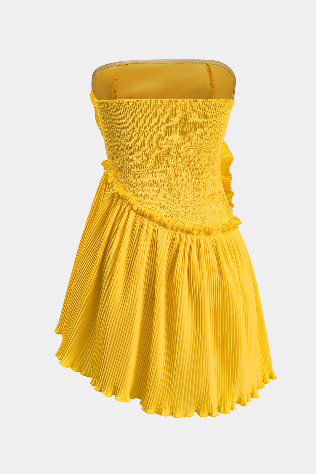 3D Floral Pleated Strapless Mini Dress - Weenar