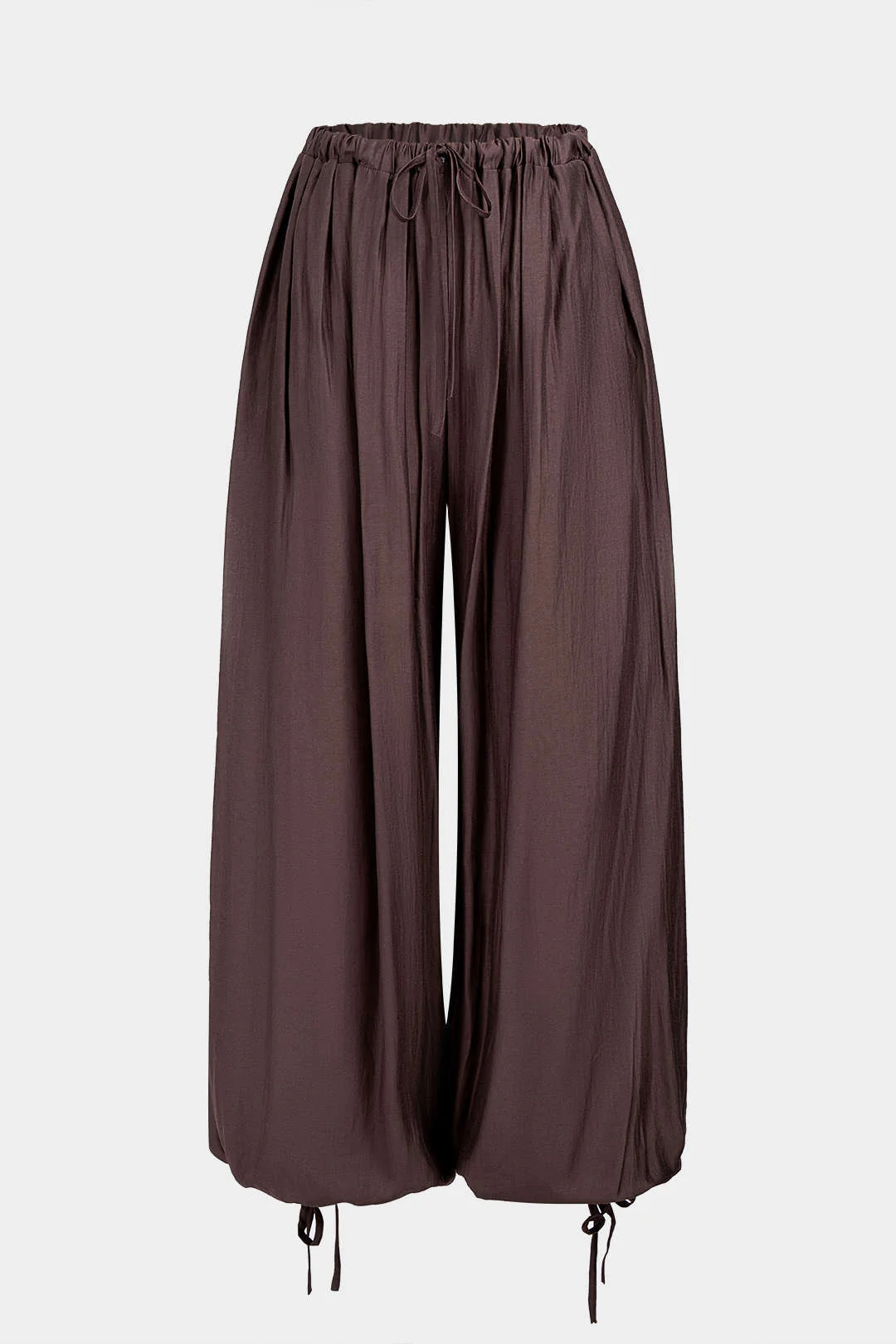 Ruched Drawstring Tie-Up High Waist Pants - Weenar