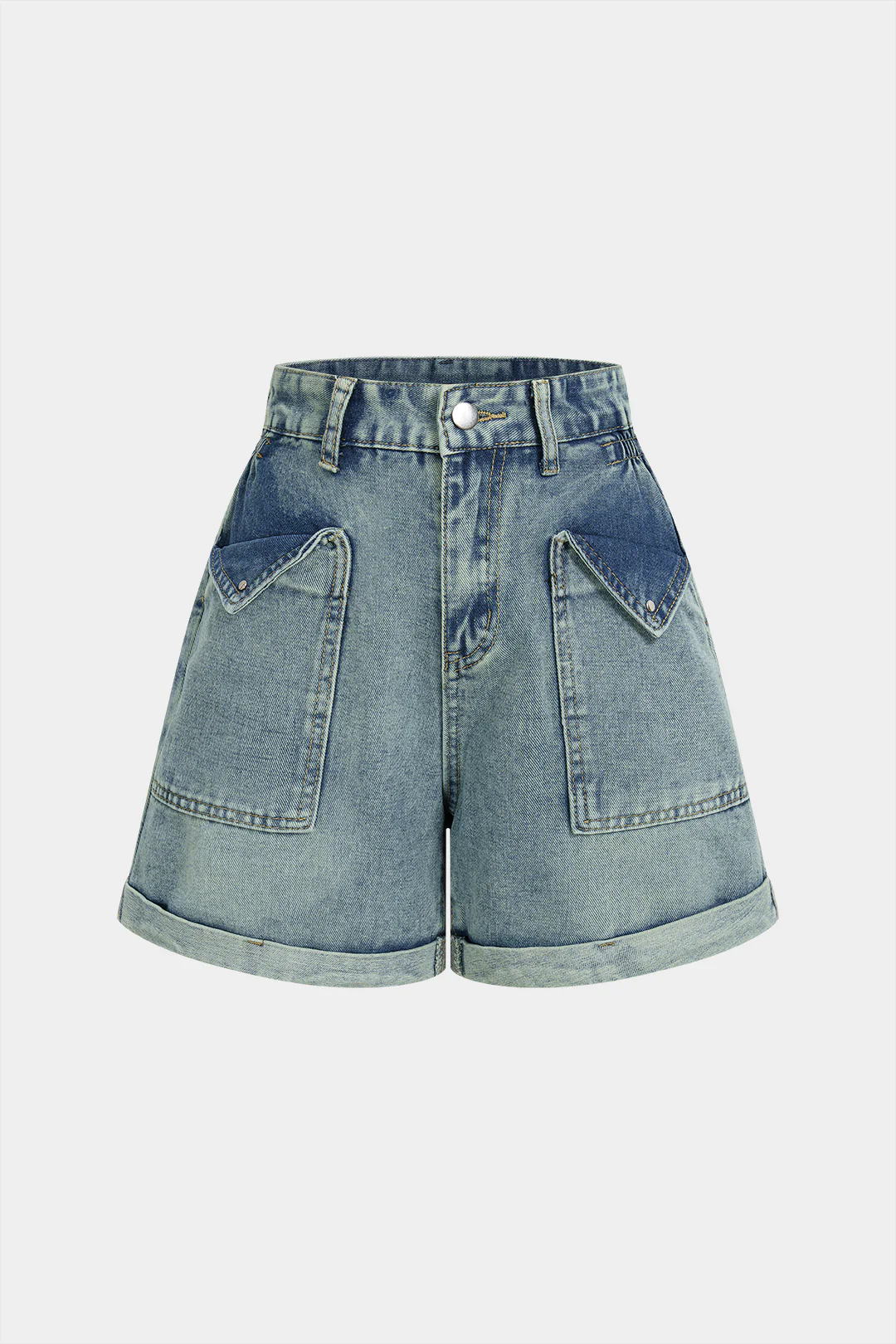Denim Pocket High Waist Shorts - Weenar