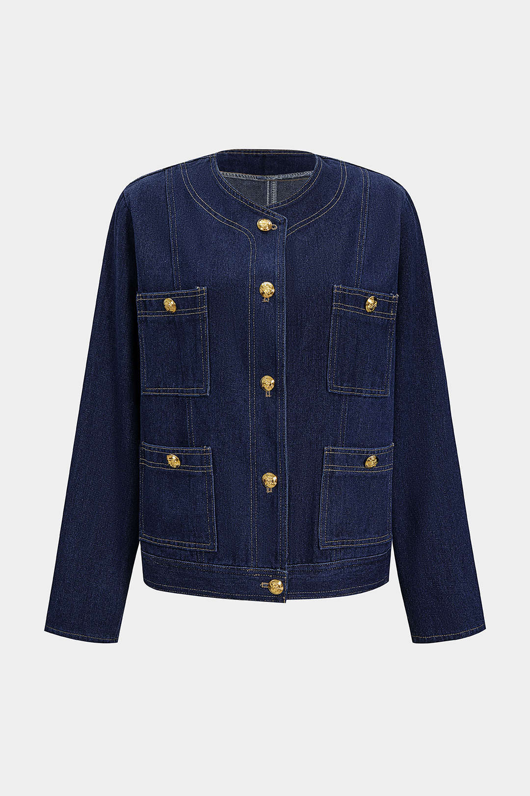 Denim Metallic Button Pocket Outerwear - Weenar