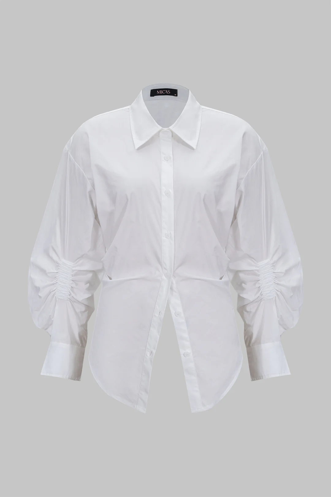 Ruched Button Long-Sleeve Shirt - Weenar