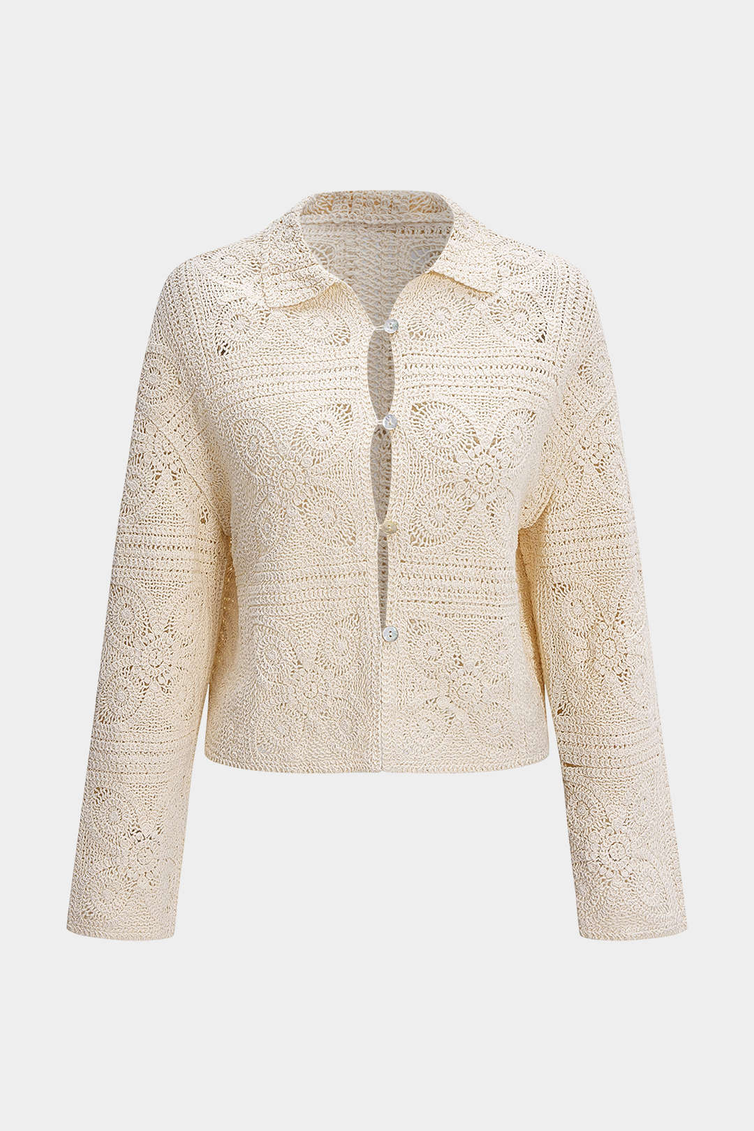 Knit Button Hollow Out Cardigan - Weenar