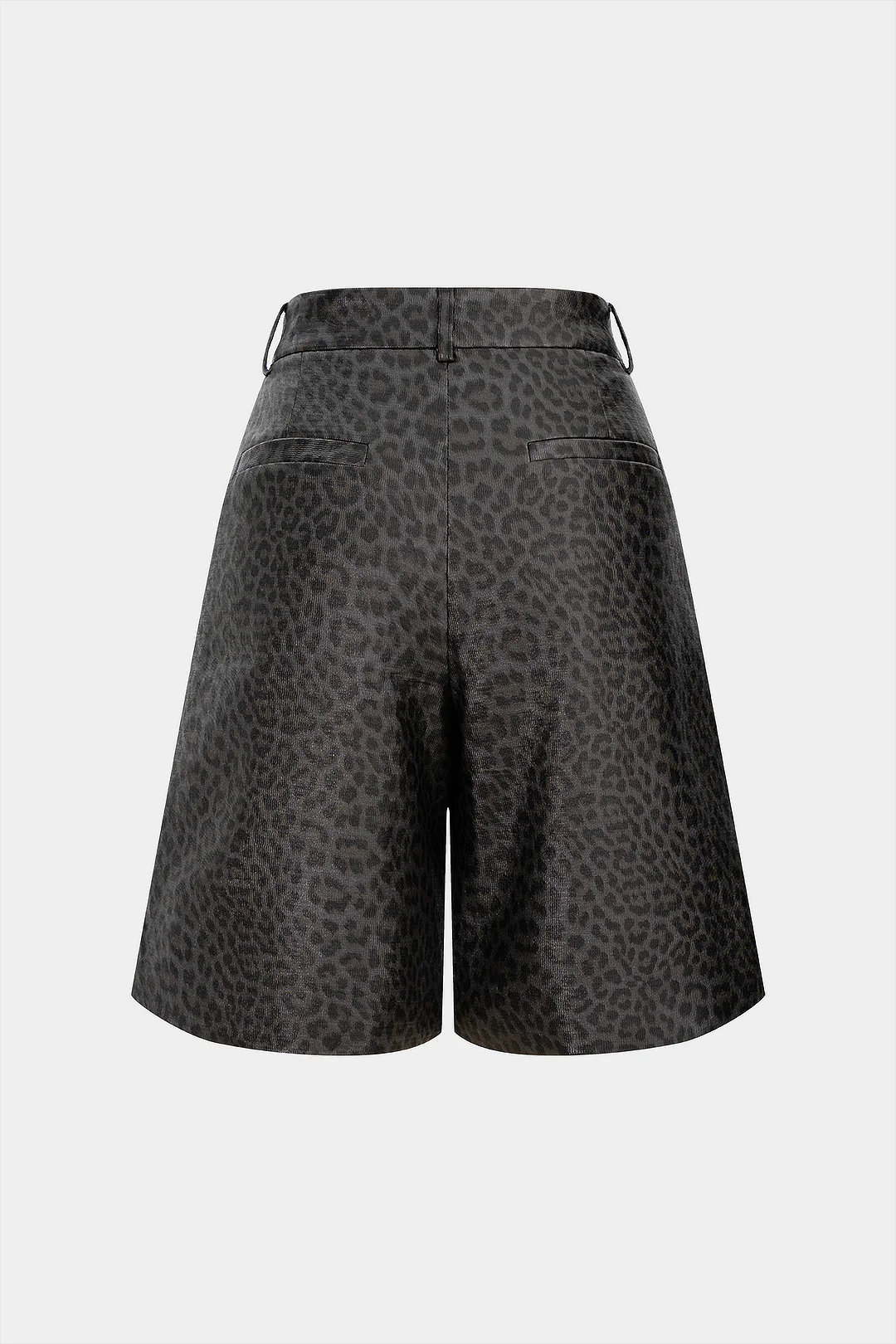 Leopard Print Faux Leather Button Shorts - Weenar