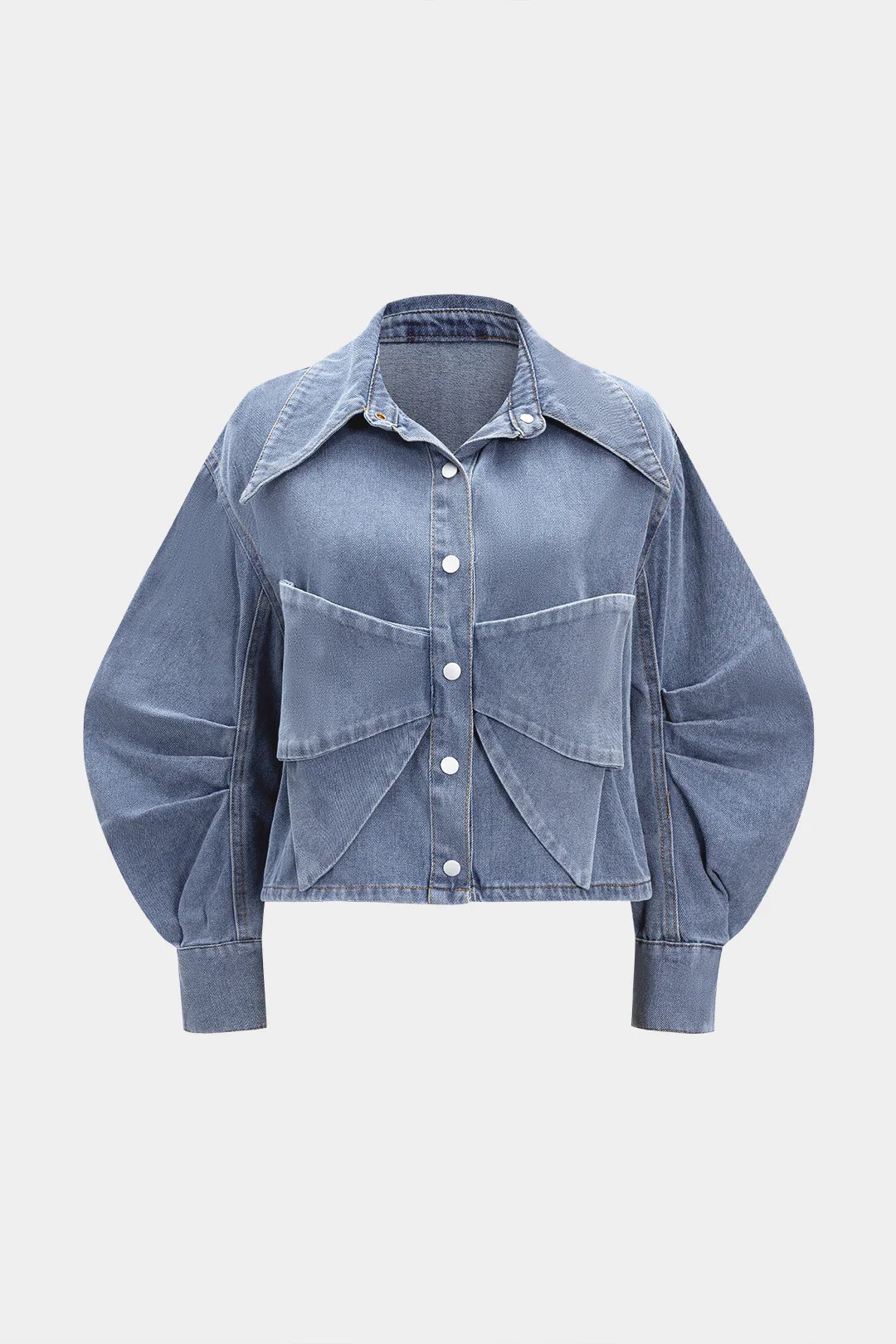 Denim Button Bow Outerwear - Weenar