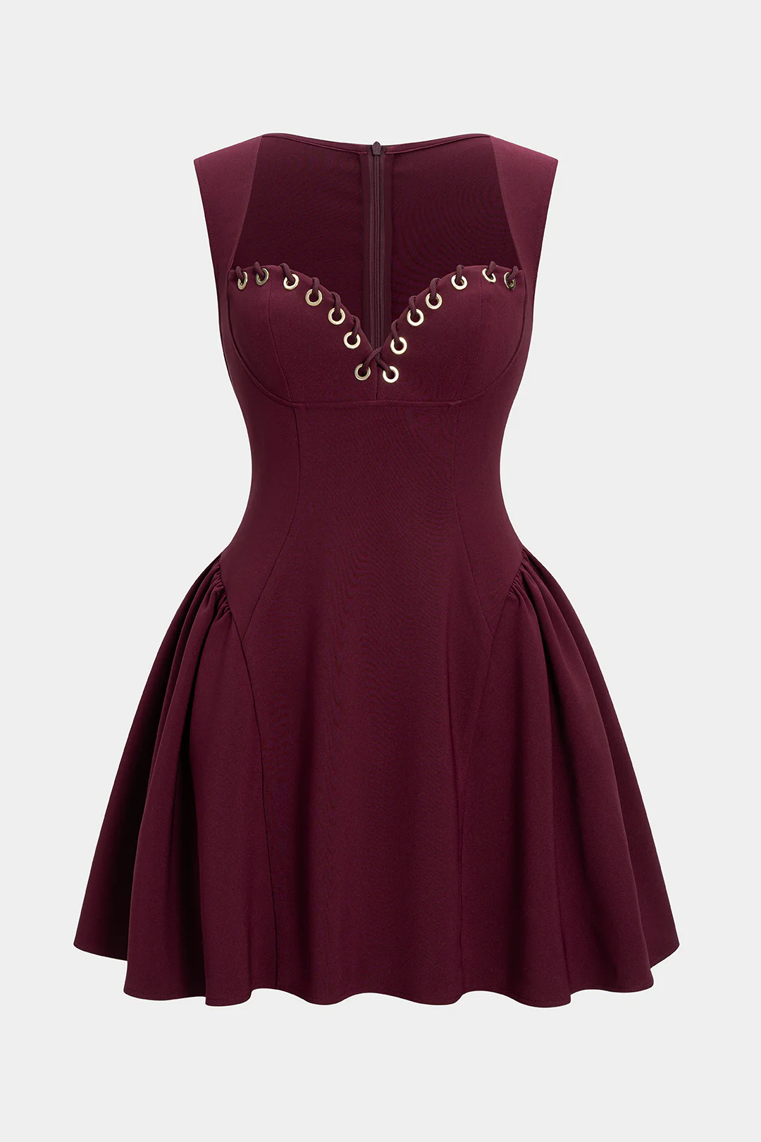 Metallic Ring Ruched Tie-Up Tank Sleeveless Mini Dress - Weenar