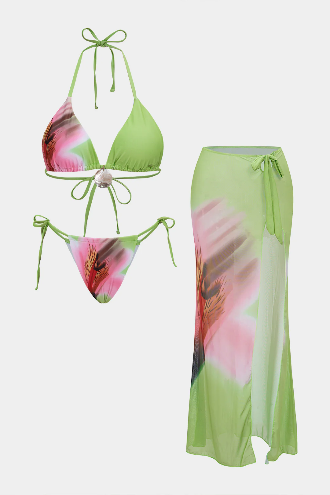 Floral Print Tie-Up Bikini Set - Weenar