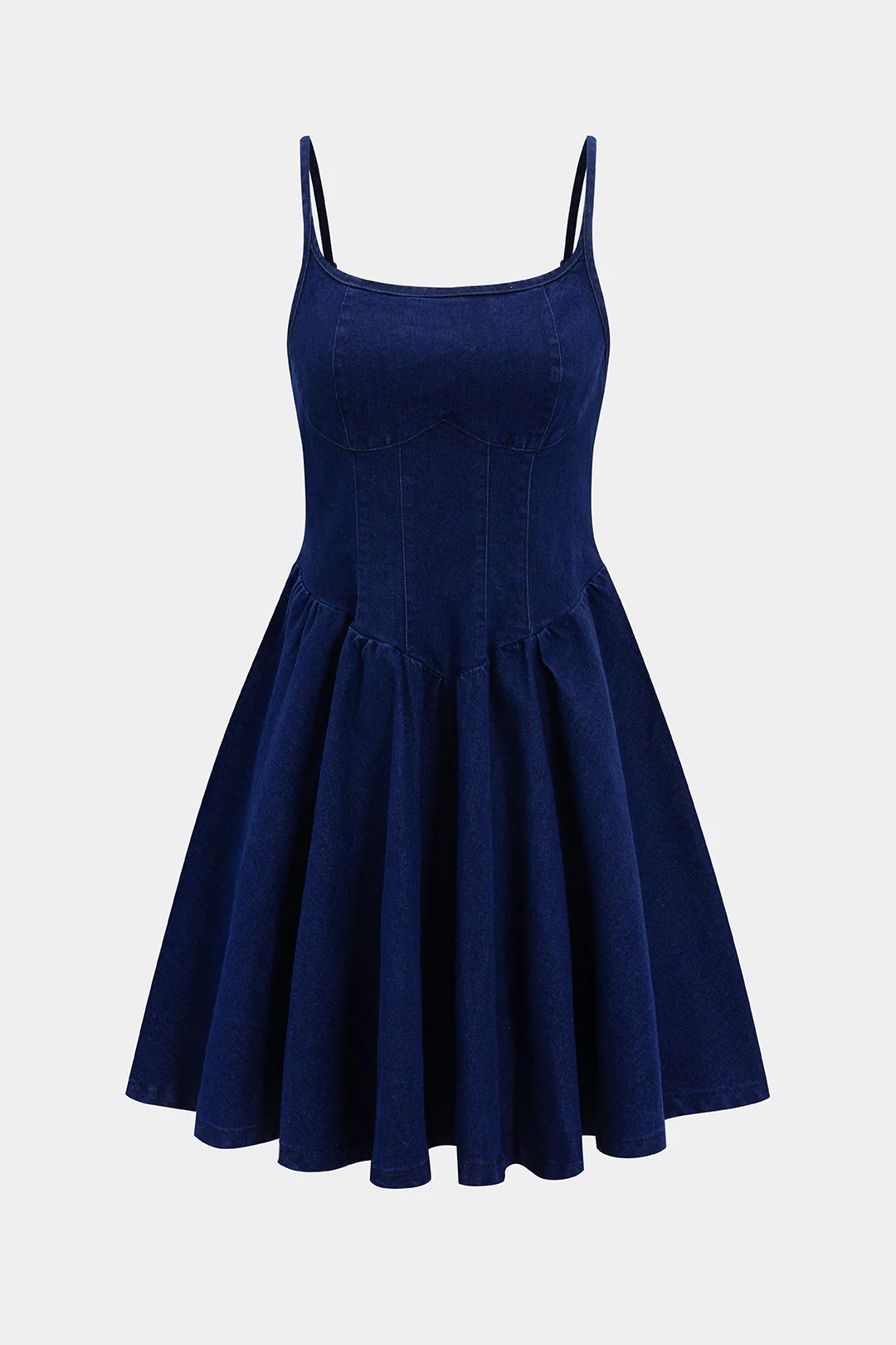 Denim Ruched Slip Sleeveless Dress - Weenar