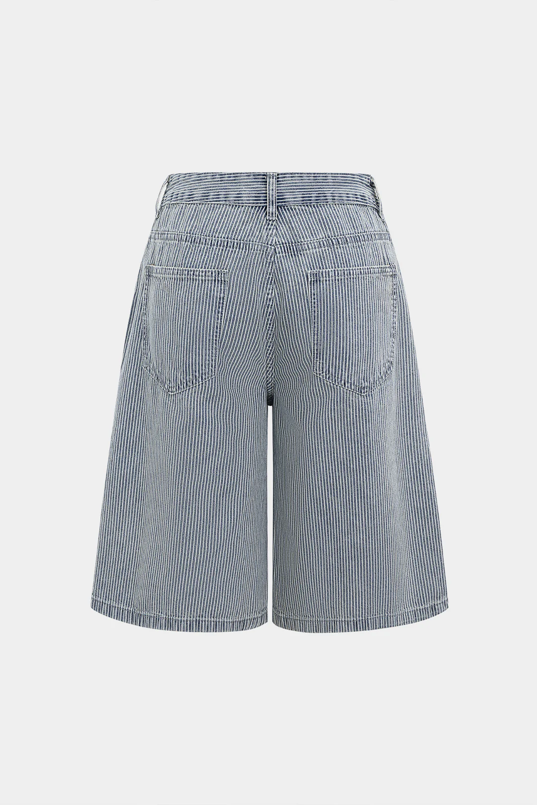 Denim Stripes Print Wide Leg Shorts - Weenar