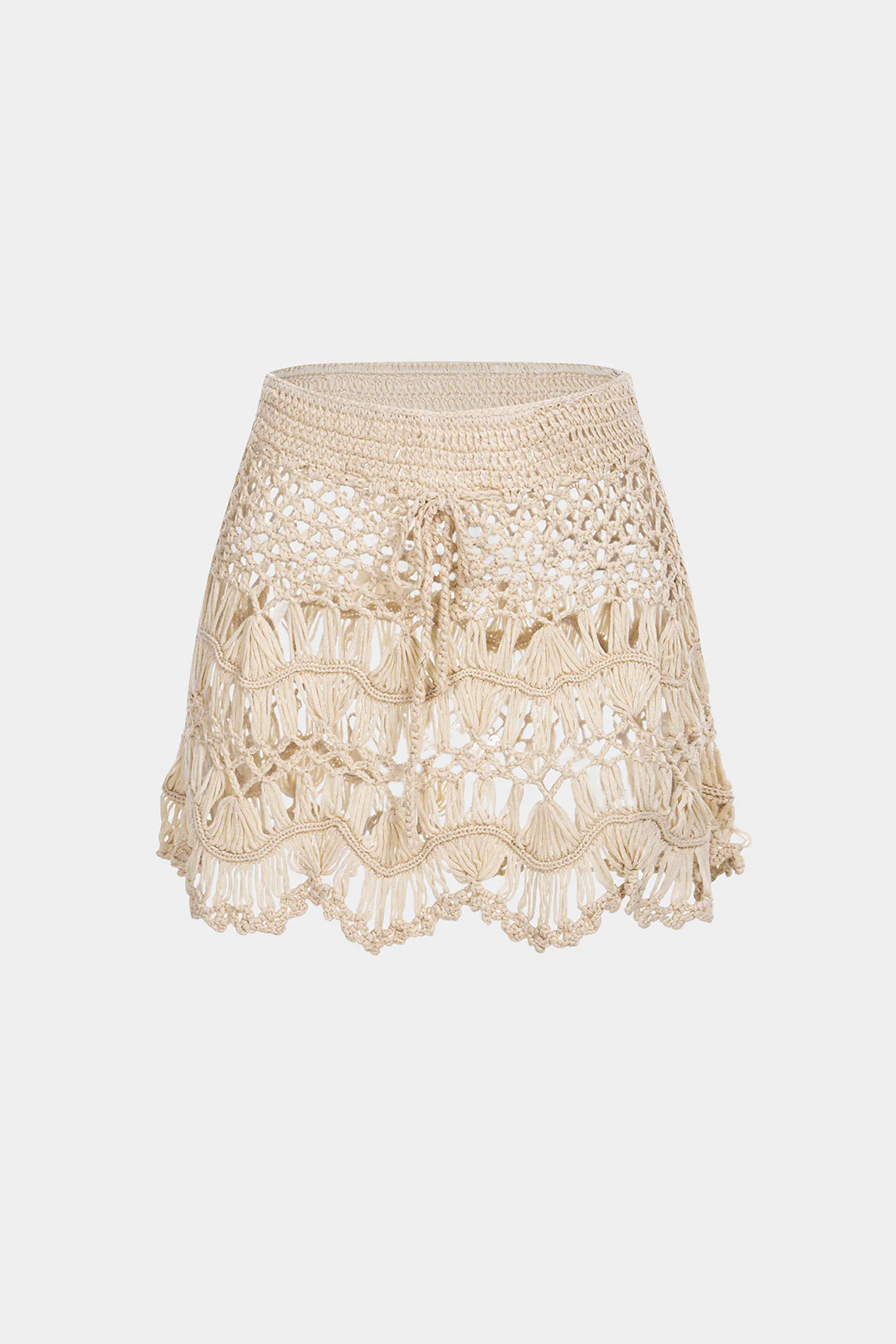 Knit Solid Tie Front Hollow Out Skirt - Weenar