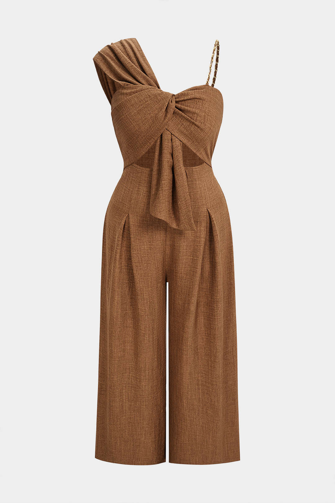 Plus Size Twist Knot Cut Out Sleeveless Jumpsuit - Weenar