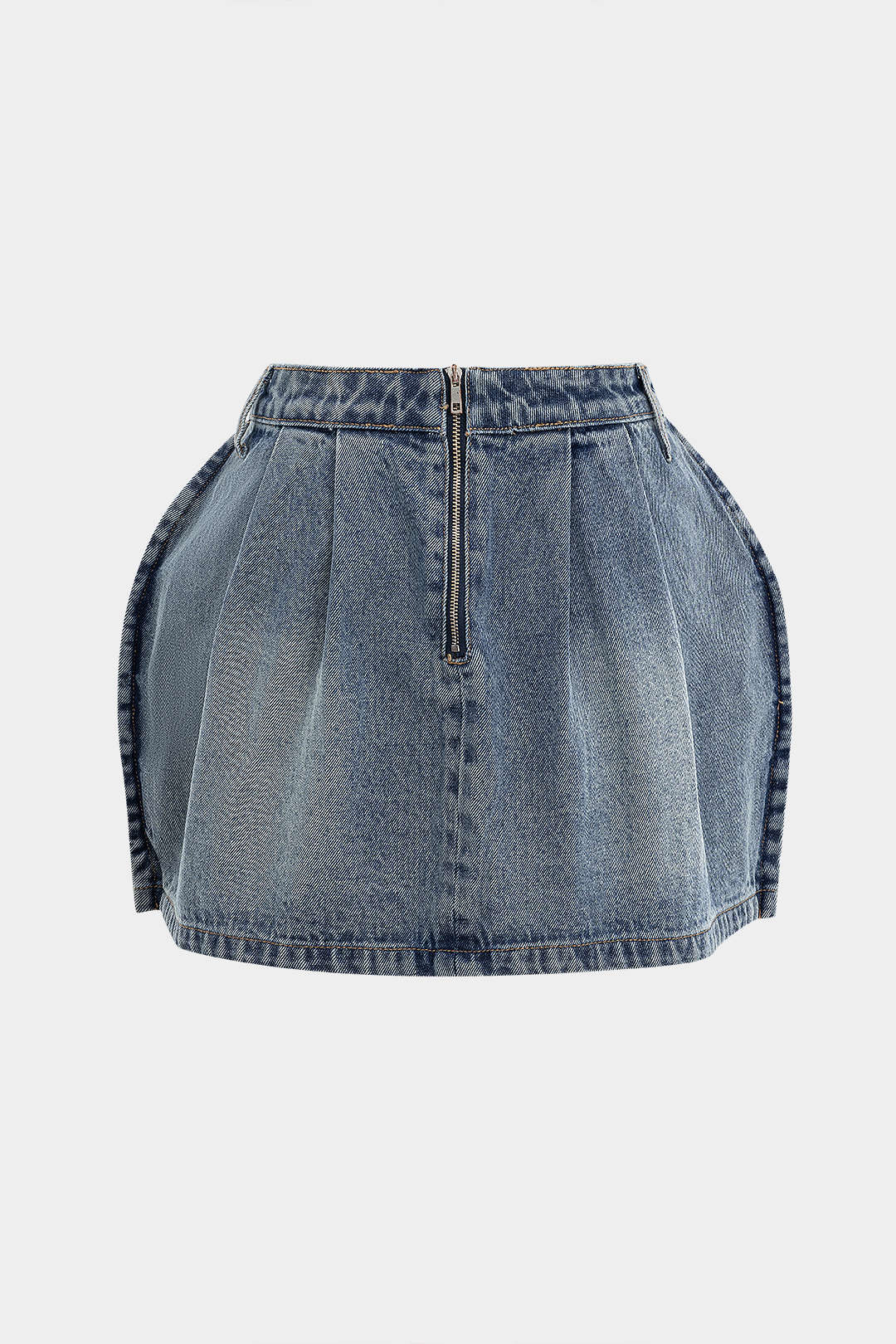 Denim Puff Hem Mini Skirt - Weenar