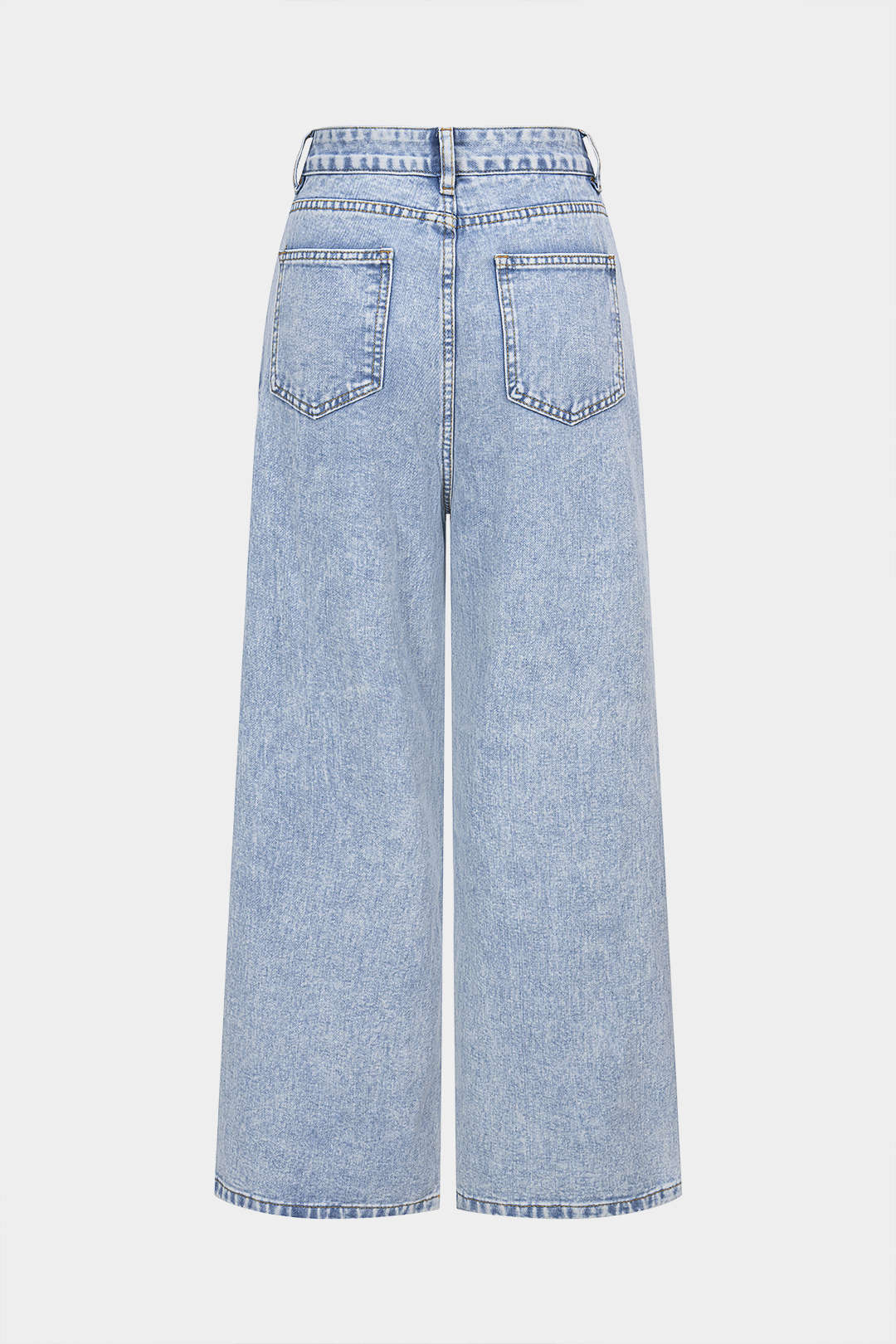 Denim Pearl Decor Straight Leg Jeans - Weenar