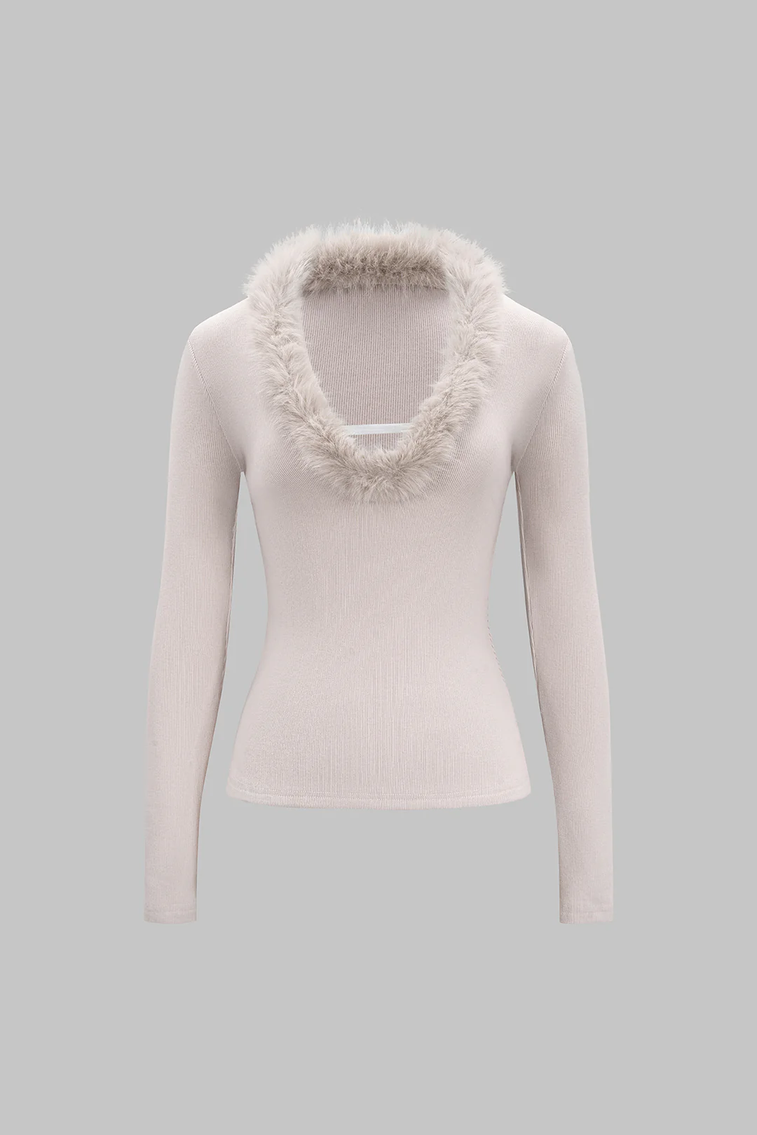 Faux Fur Patchwork Long-Sleeve Top - Weenar