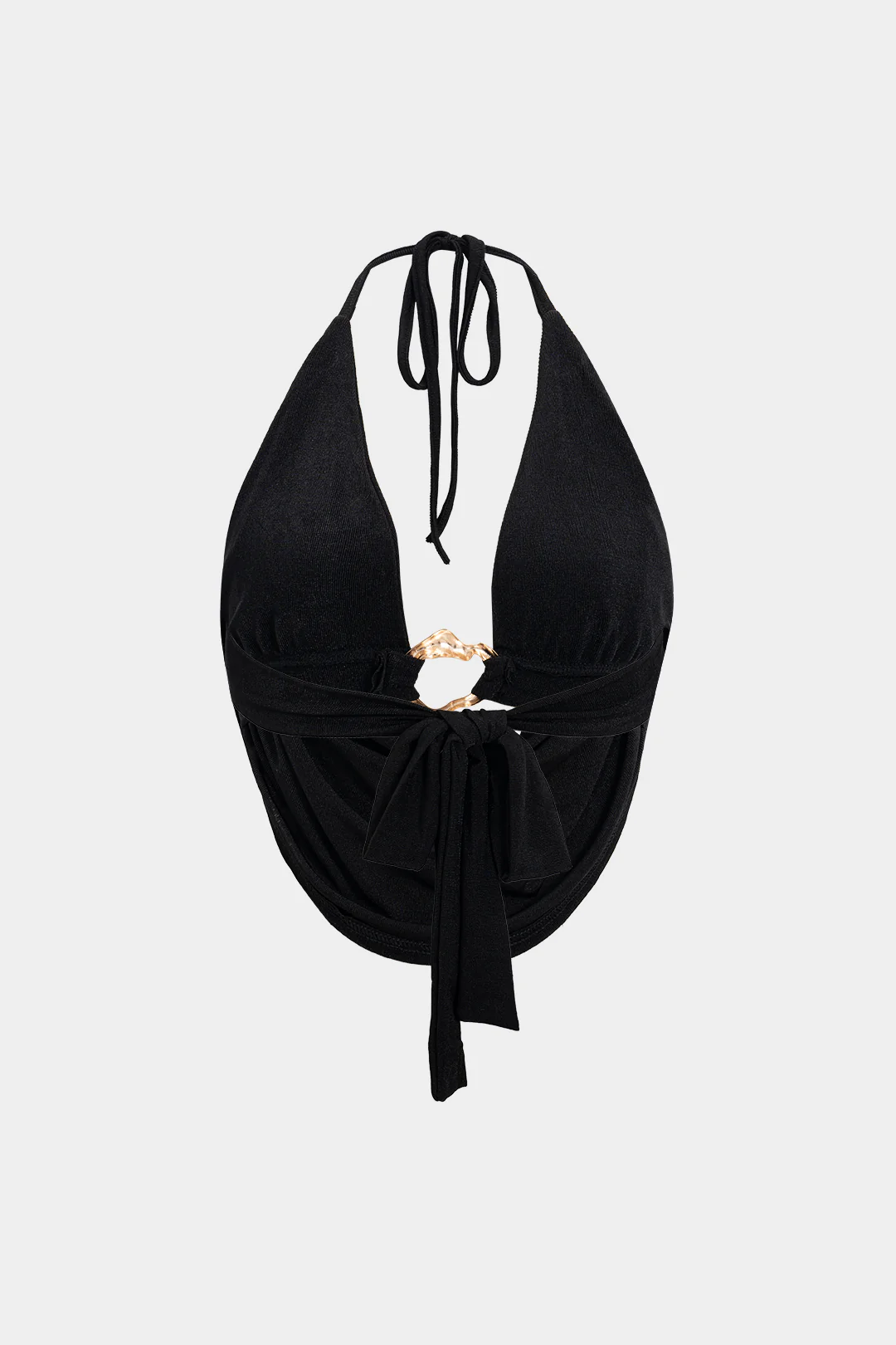 Metallic Decor Cowl Neck Halter Tie-Up Cami Top - Weenar
