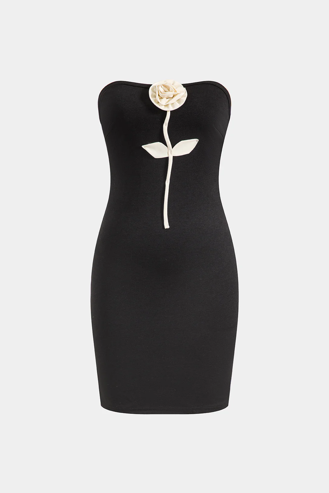 3D Flower Strapless Sleeveless Mini Dress - Weenar